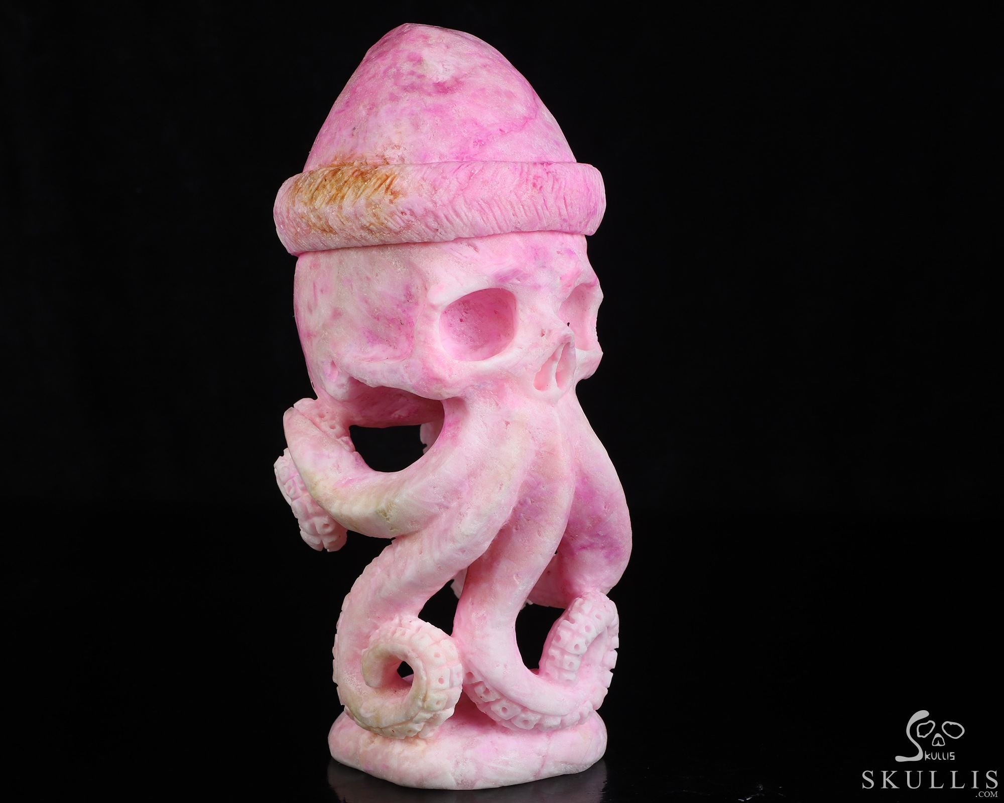 Merry Christmas! 8.0" Pink Aragonite Hand Carved Nautiloid Cthulhu Crystal Skull Sculpture, Crystal Healing Merry Christmas! 8.0" Pink Aragonite Hand Carved Nautiloid Cthulhu Crystal Skull Sculpture, Crystal Healing