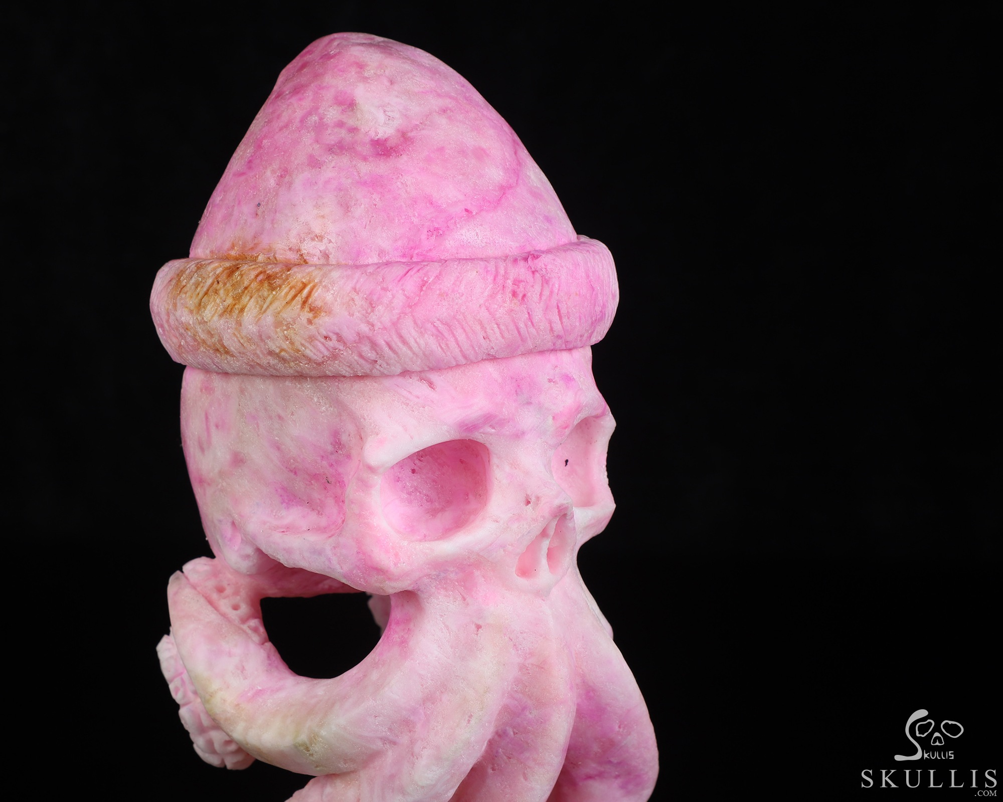 Merry Christmas! 8.0" Pink Aragonite Hand Carved Nautiloid Cthulhu Crystal Skull Sculpture, Crystal Healing Merry Christmas! 8.0" Pink Aragonite Hand Carved Nautiloid Cthulhu Crystal Skull Sculpture, Crystal Healing