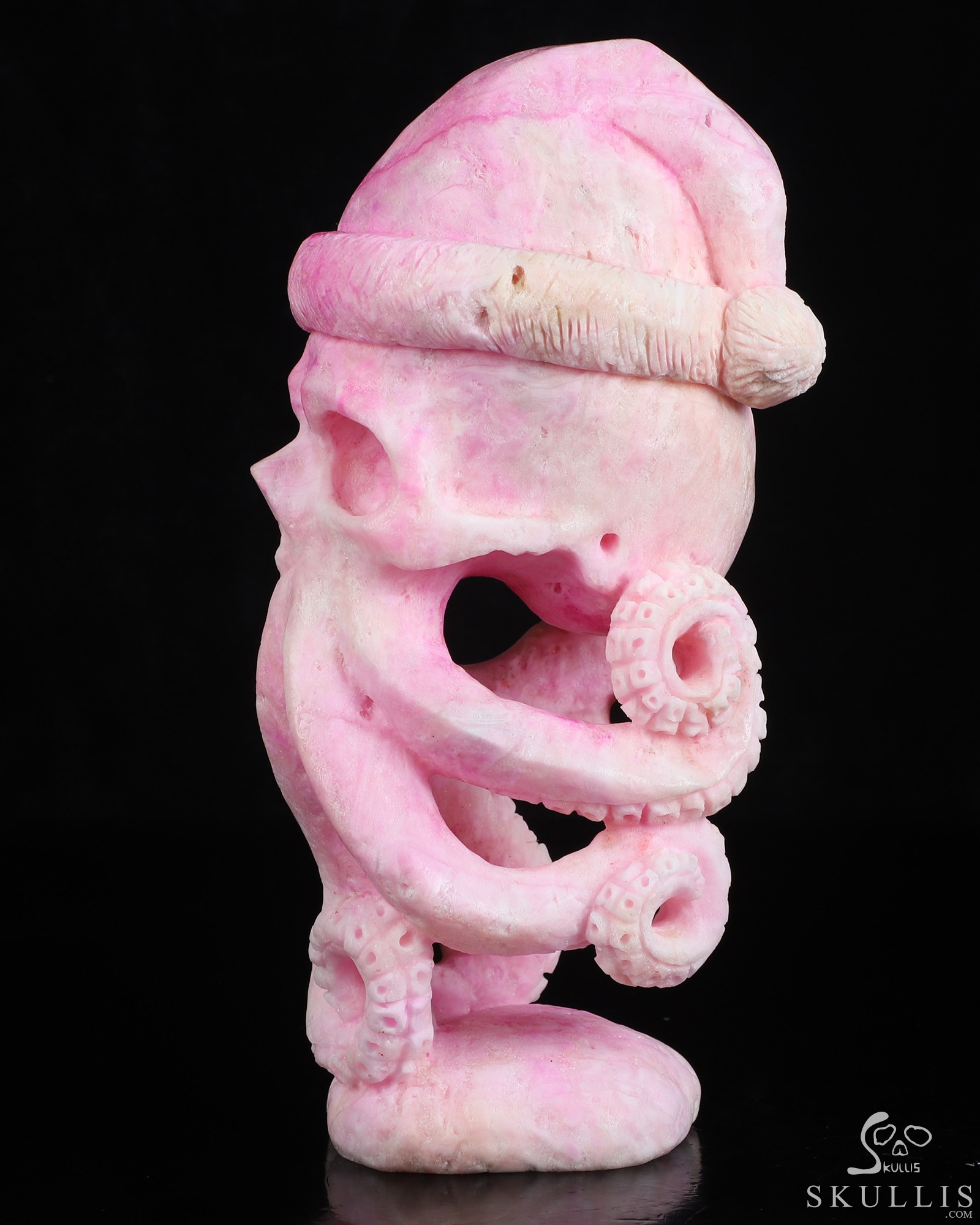 Merry Christmas! 8.0" Pink Aragonite Hand Carved Nautiloid Cthulhu Crystal Skull Sculpture, Crystal Healing Merry Christmas! 8.0" Pink Aragonite Hand Carved Nautiloid Cthulhu Crystal Skull Sculpture, Crystal Healing