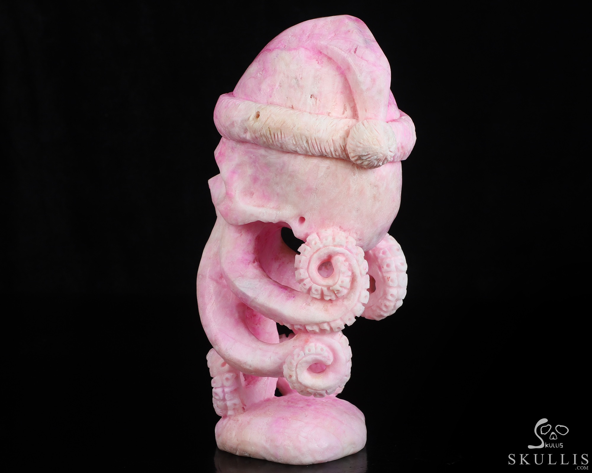 Merry Christmas! 8.0" Pink Aragonite Hand Carved Nautiloid Cthulhu Crystal Skull Sculpture, Crystal Healing Merry Christmas! 8.0" Pink Aragonite Hand Carved Nautiloid Cthulhu Crystal Skull Sculpture, Crystal Healing