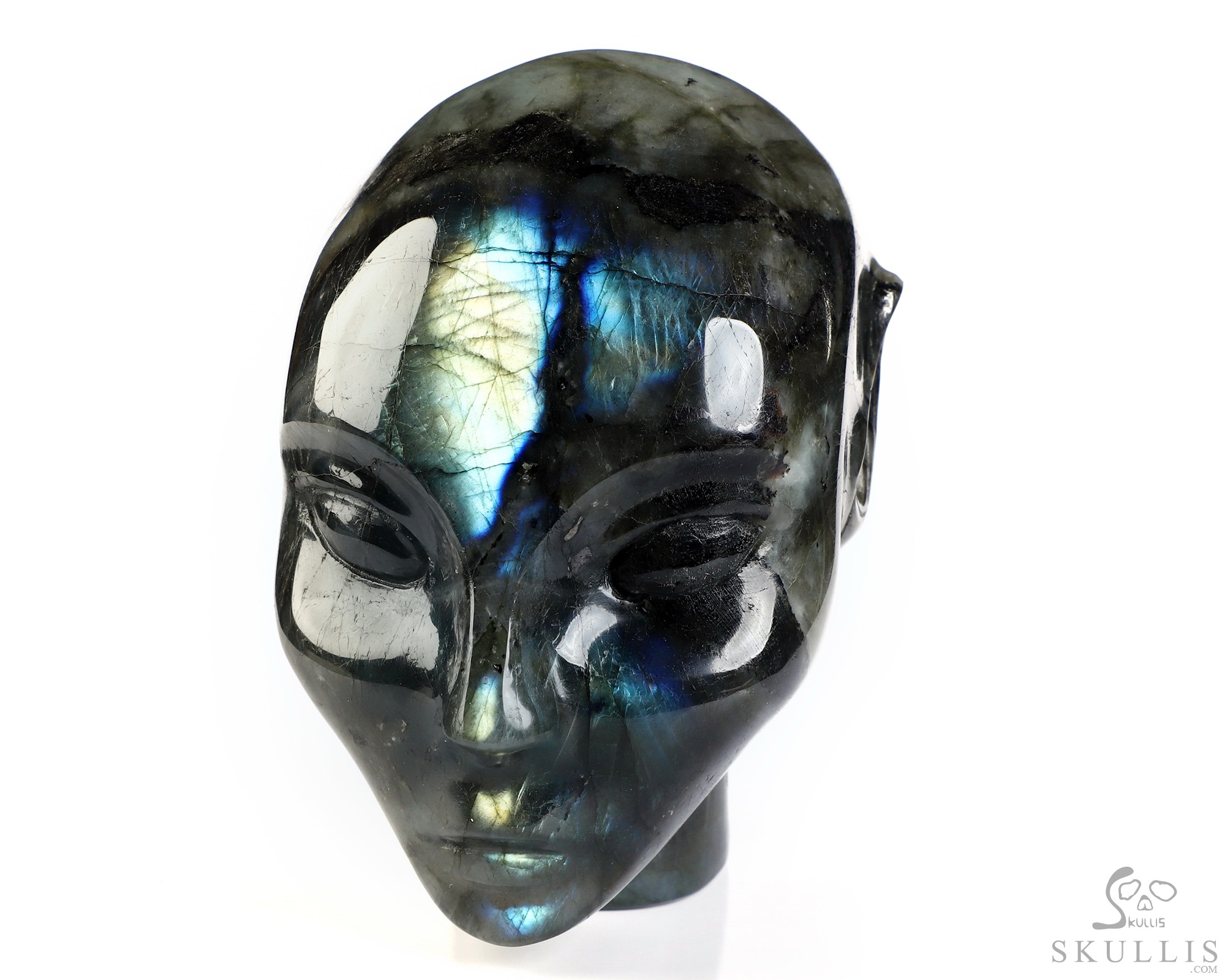4.1" Labradorite Hand Carved Fairy Elf Alien Crystal Skull Companion Sculpture, Crystal Healing 4.1" Labradorite Hand Carved Fairy Elf Alien Crystal Skull Companion Sculpture, Crystal Healing