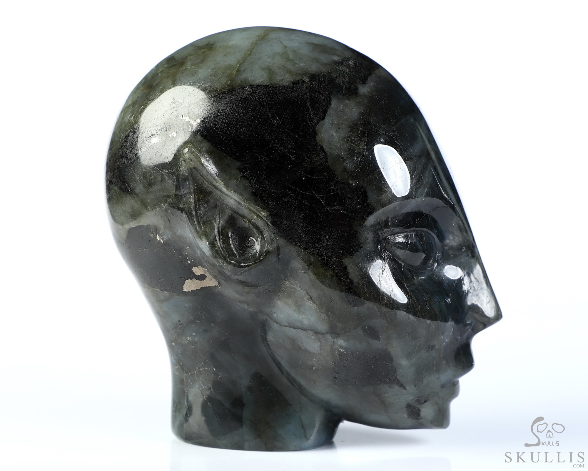 4.1" Labradorite Hand Carved Fairy Elf Alien Crystal Skull Companion Sculpture, Crystal Healing 4.1" Labradorite Hand Carved Fairy Elf Alien Crystal Skull Companion Sculpture, Crystal Healing