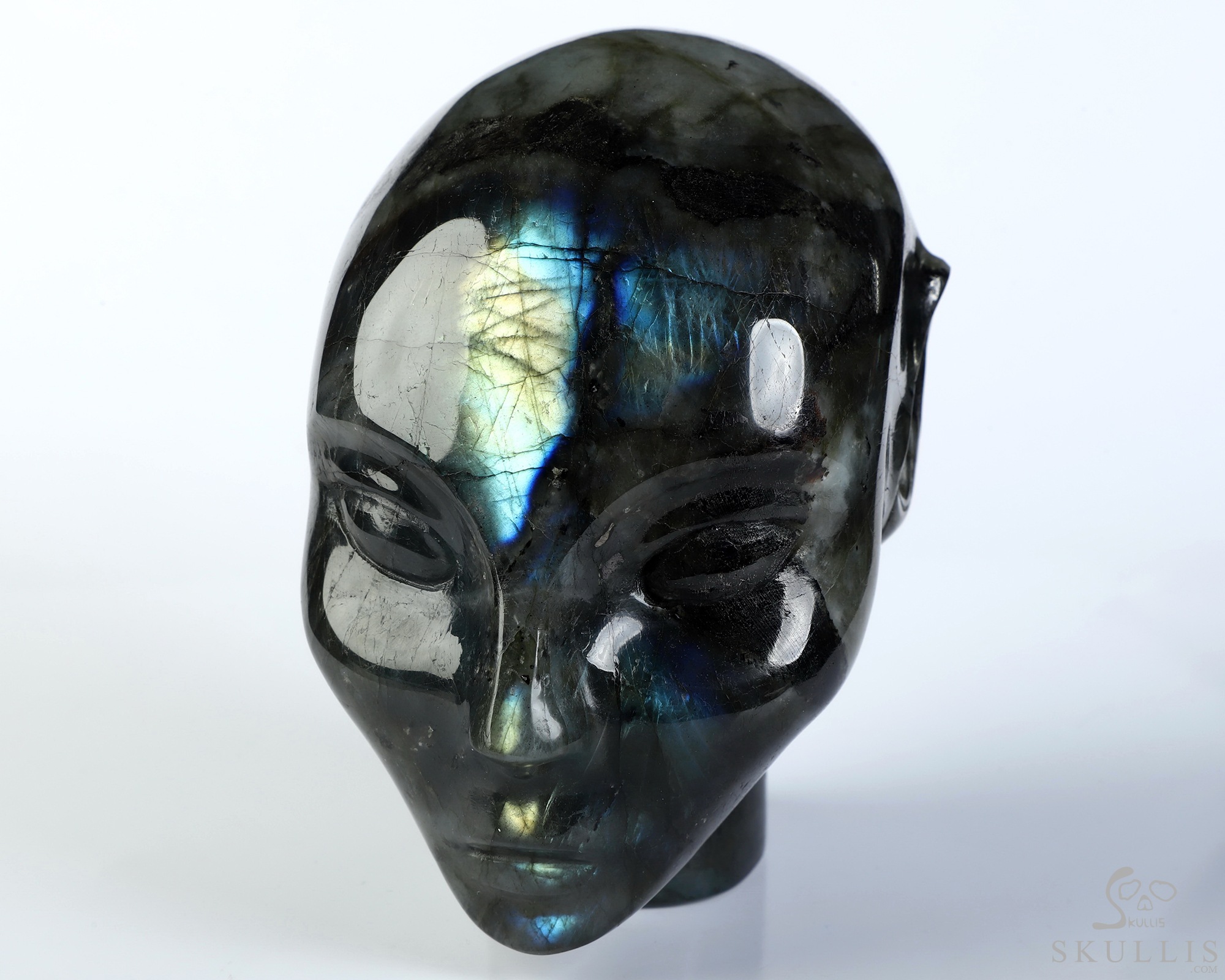 4.1" Labradorite Hand Carved Fairy Elf Alien Crystal Skull Companion Sculpture, Crystal Healing 4.1" Labradorite Hand Carved Fairy Elf Alien Crystal Skull Companion Sculpture, Crystal Healing