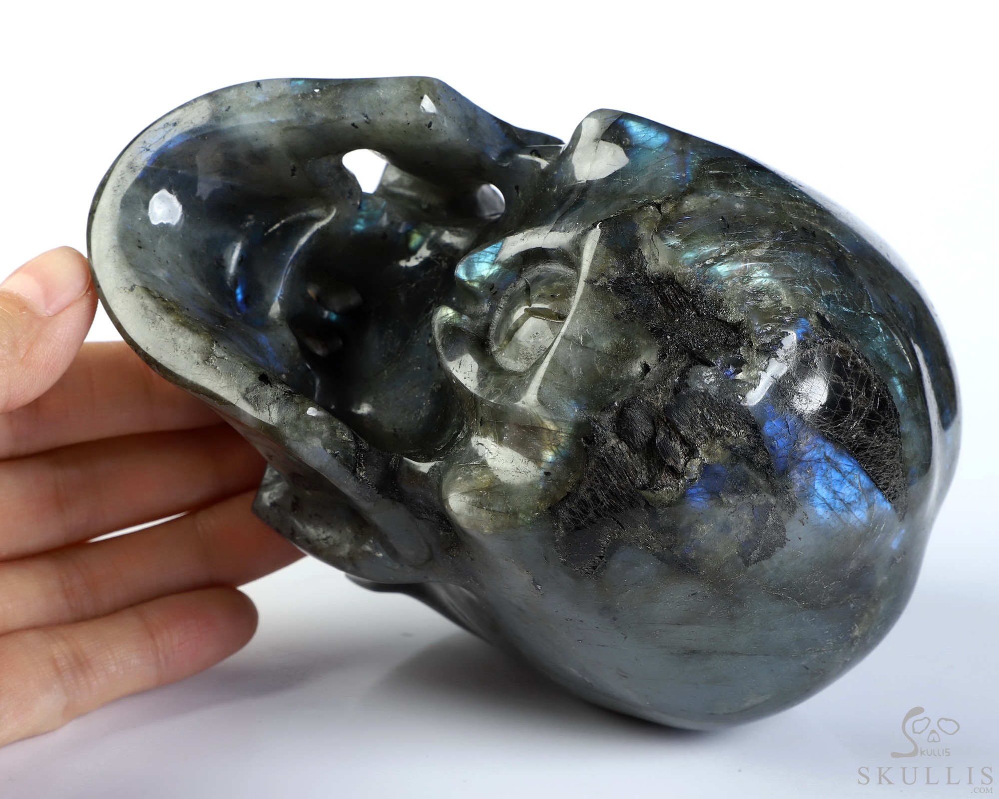 5.0" Labradorite Hand Carved Crystal Skull, Super Realistic, Crystal Healing 5.0" Labradorite Hand Carved Crystal Skull, Super Realistic, Crystal Healing