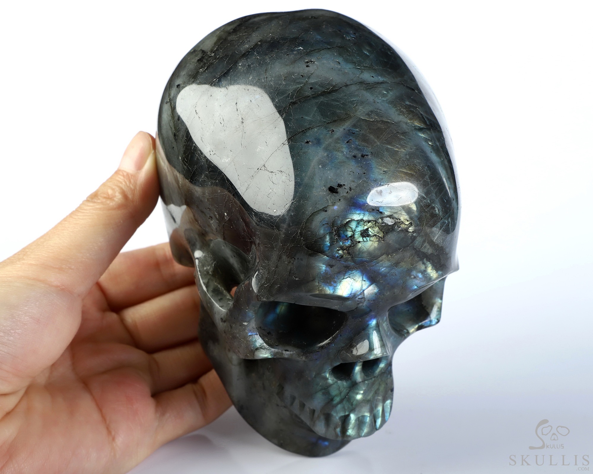 5.0" Labradorite Hand Carved Crystal Skull, Super Realistic, Crystal Healing 5.0" Labradorite Hand Carved Crystal Skull, Super Realistic, Crystal Healing
