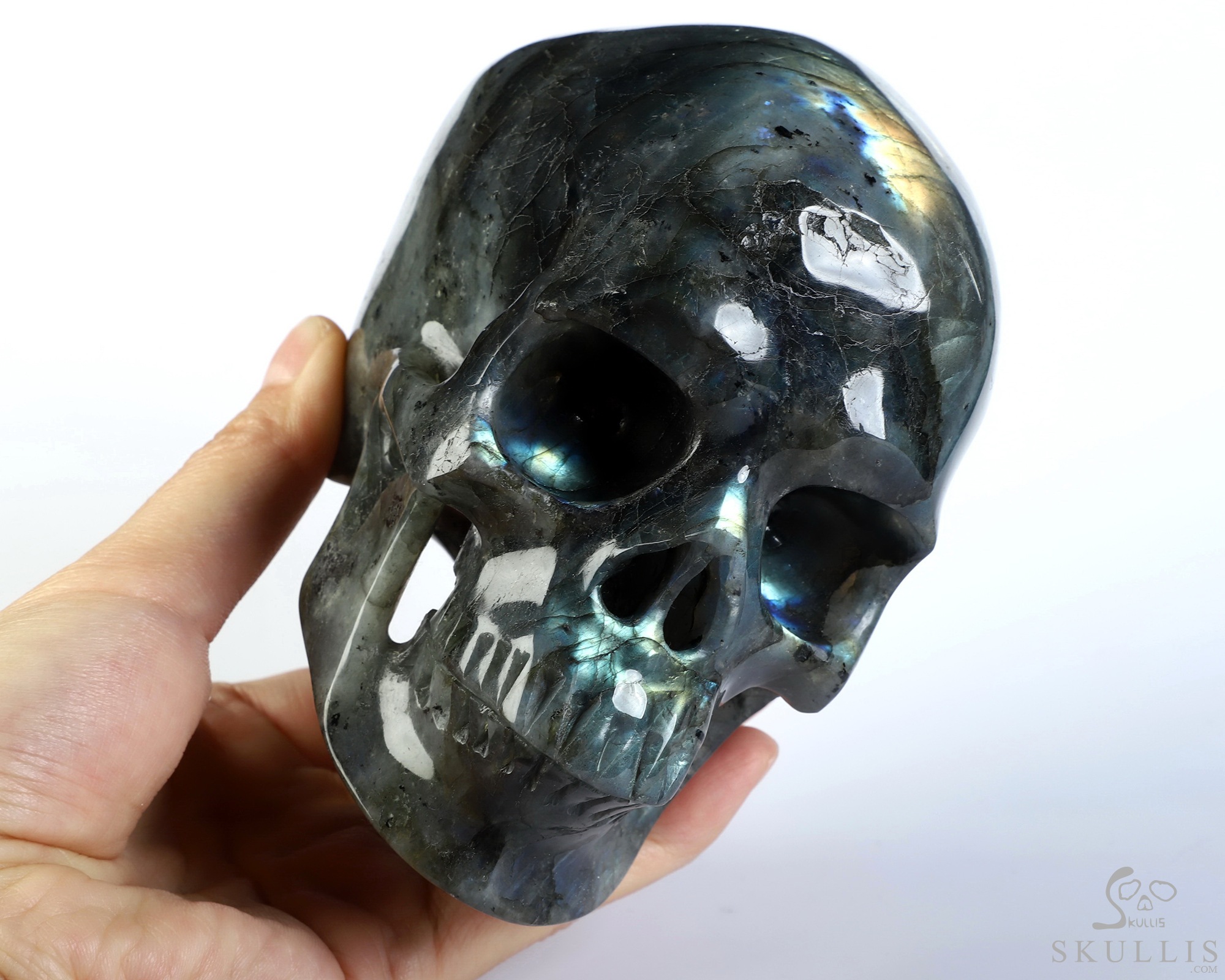 5.0" Labradorite Hand Carved Crystal Skull, Super Realistic, Crystal Healing 5.0" Labradorite Hand Carved Crystal Skull, Super Realistic, Crystal Healing