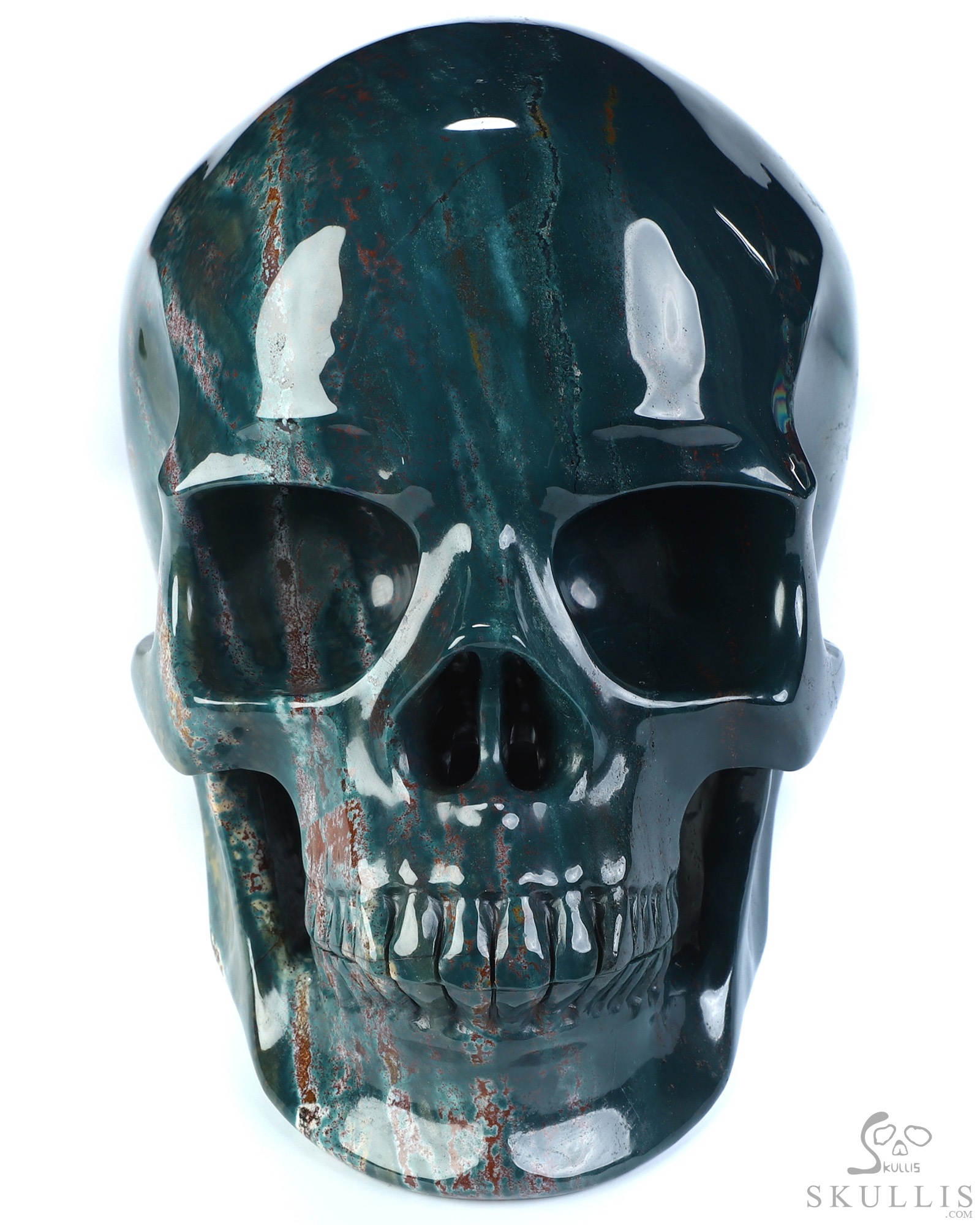 Lifesized 8.0" Bloodstone Hand Carved Crystal Skull, Super Realistic, Crystal Healing Lifesized 8.0" Bloodstone Hand Carved Crystal Skull, Super Realistic, Crystal Healing