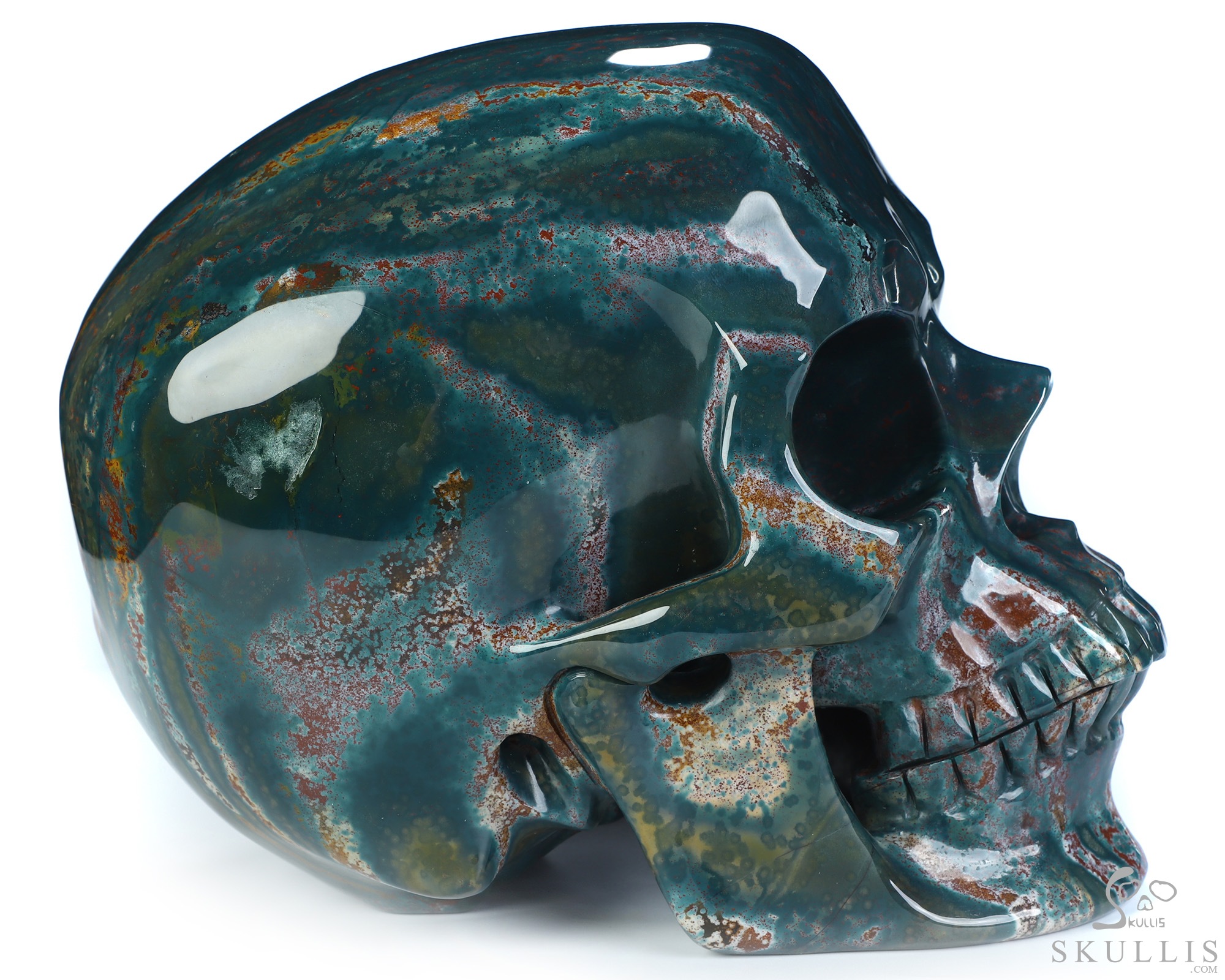 Lifesized 8.0" Bloodstone Hand Carved Crystal Skull, Super Realistic, Crystal Healing Lifesized 8.0" Bloodstone Hand Carved Crystal Skull, Super Realistic, Crystal Healing