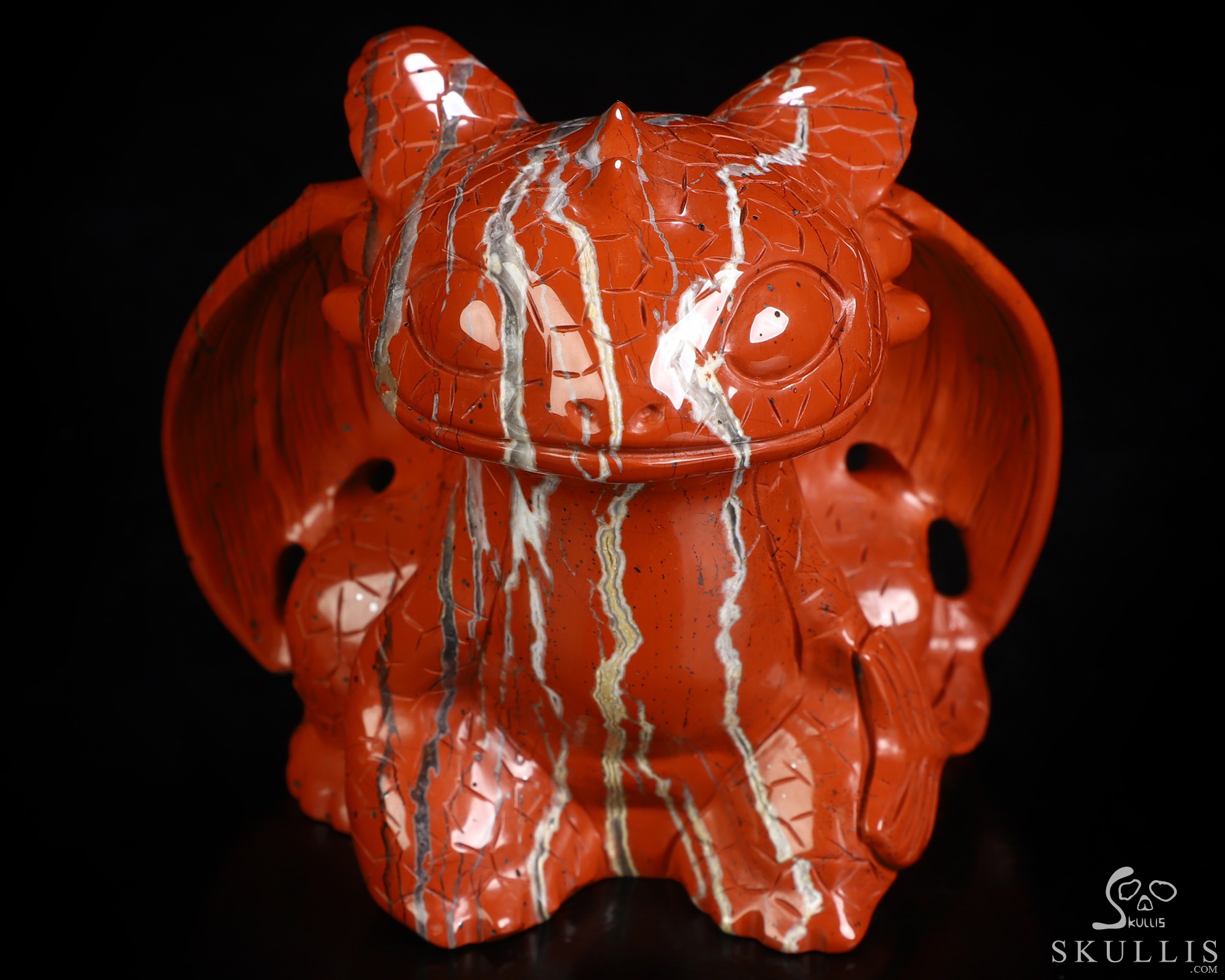 3.9" Red Jasper Hand Carved Crystal Toothless Dragon Fine Art Sculpture, Crystal Healing 3.9" Red Jasper Hand Carved Crystal Toothless Dragon Fine Art Sculpture, Crystal Healing