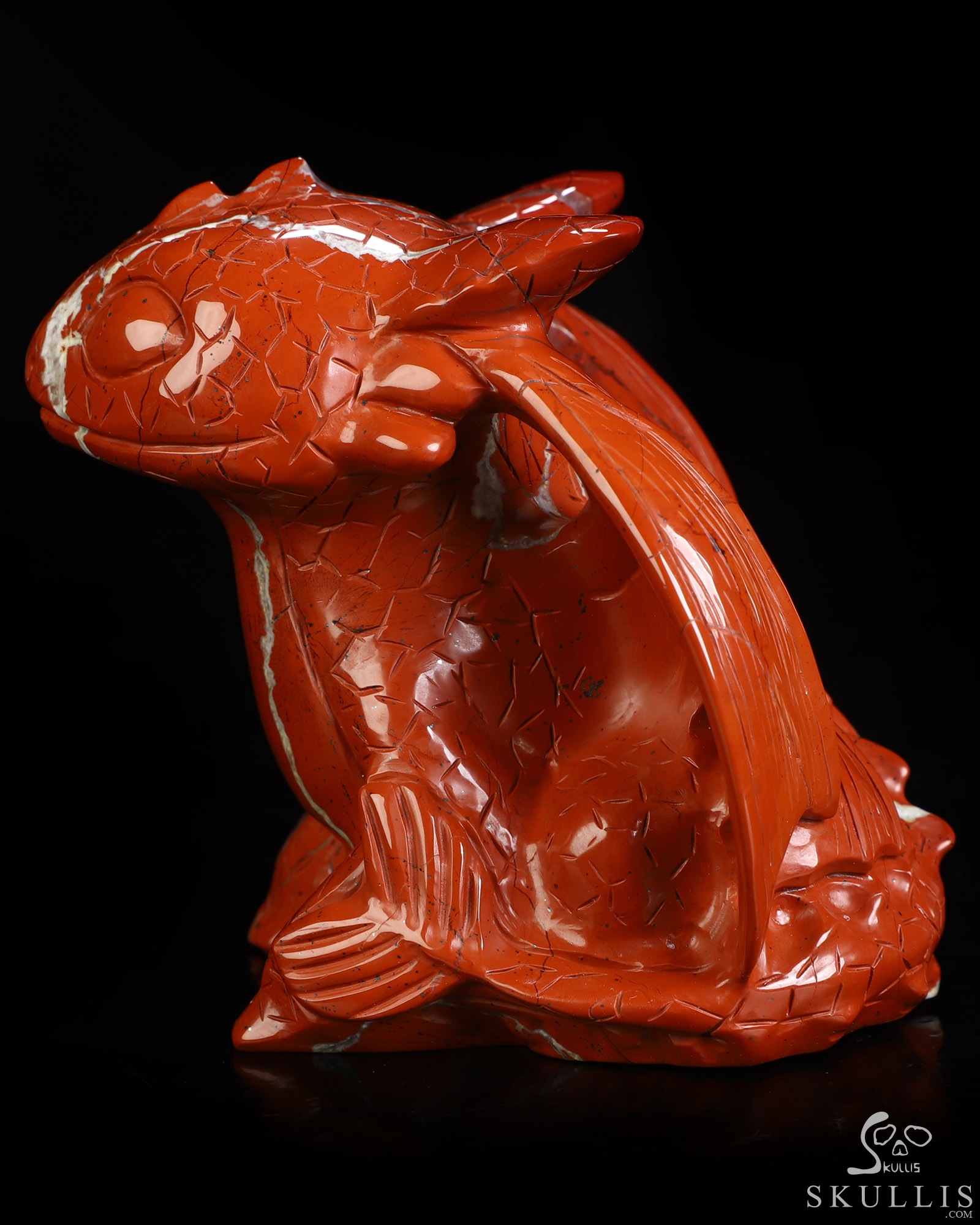 3.9" Red Jasper Hand Carved Crystal Toothless Dragon Fine Art Sculpture, Crystal Healing 3.9" Red Jasper Hand Carved Crystal Toothless Dragon Fine Art Sculpture, Crystal Healing