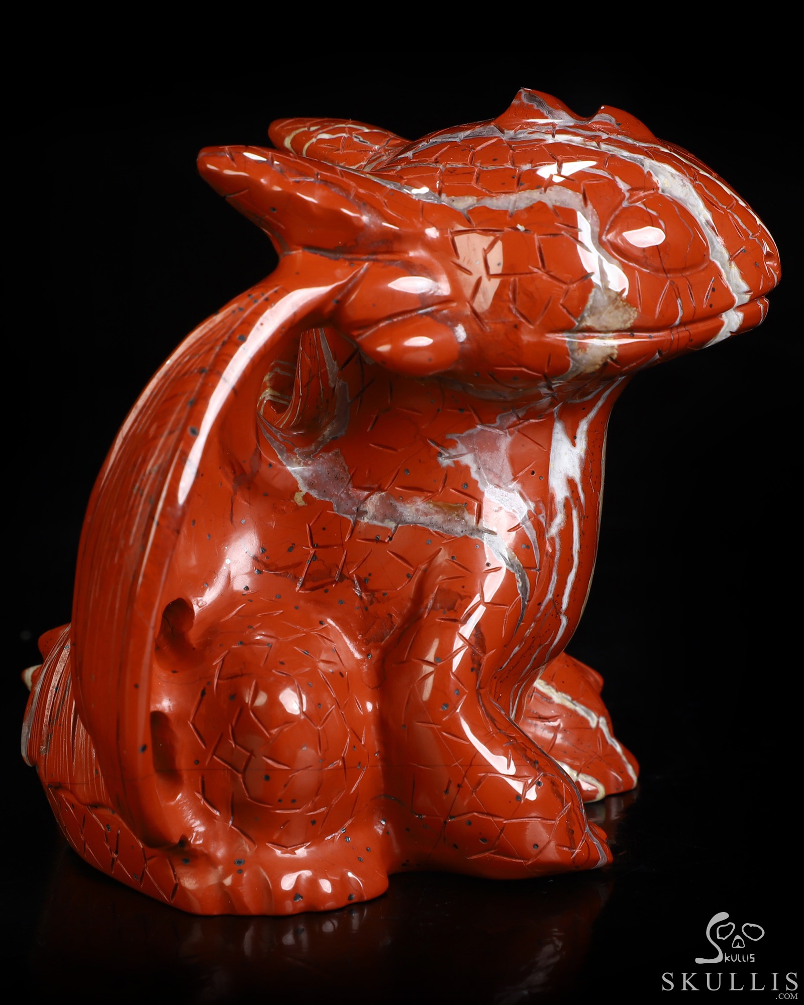 3.9" Red Jasper Hand Carved Crystal Toothless Dragon Fine Art Sculpture, Crystal Healing 3.9" Red Jasper Hand Carved Crystal Toothless Dragon Fine Art Sculpture, Crystal Healing
