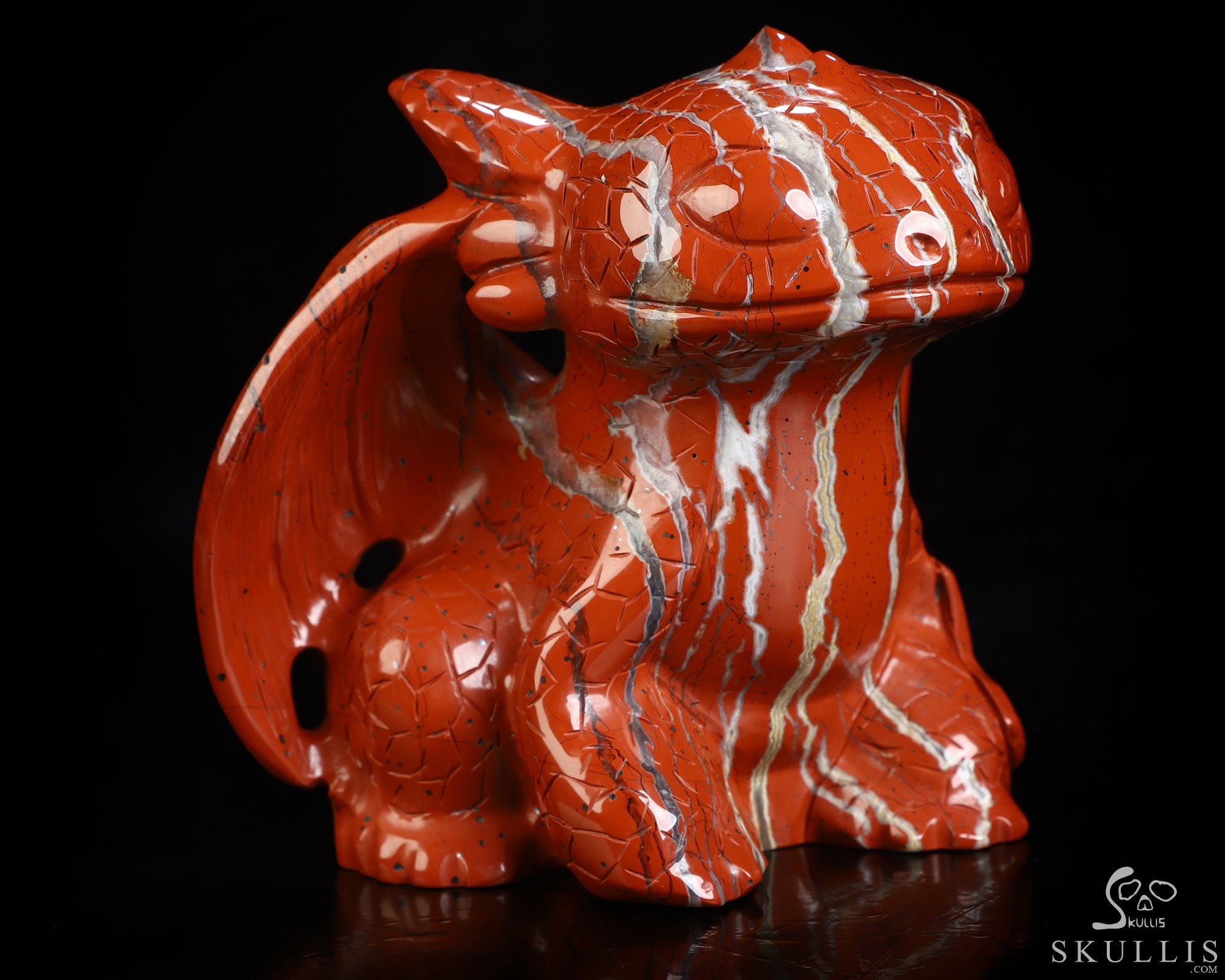 3.9" Red Jasper Hand Carved Crystal Toothless Dragon Fine Art Sculpture, Crystal Healing 3.9" Red Jasper Hand Carved Crystal Toothless Dragon Fine Art Sculpture, Crystal Healing