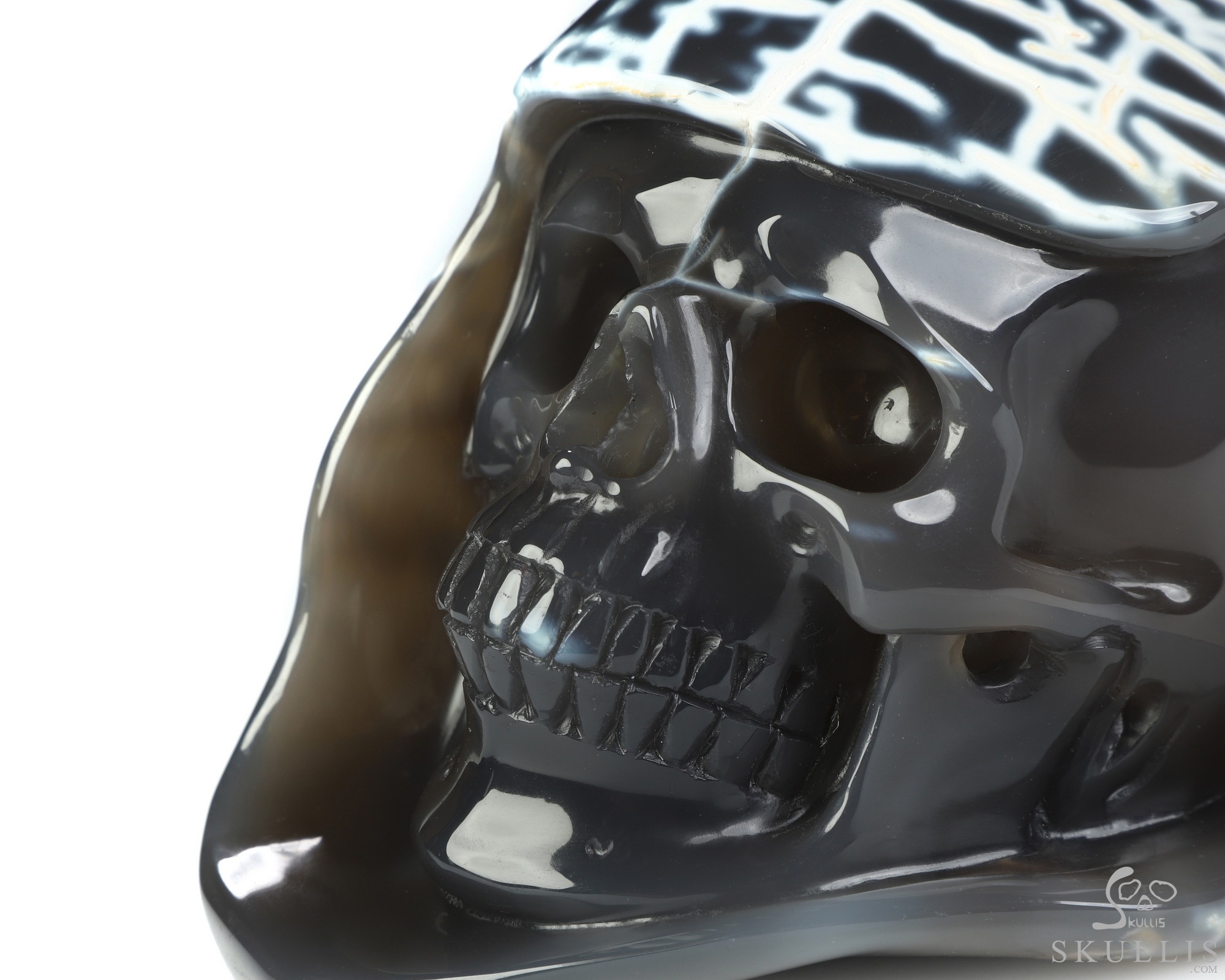 8.5" Orca agate Hand Carved Crystal Skull Fine Art Sculpture, Crystal Healing 8.5" Orca agate Hand Carved Crystal Skull Fine Art Sculpture, Crystal Healing