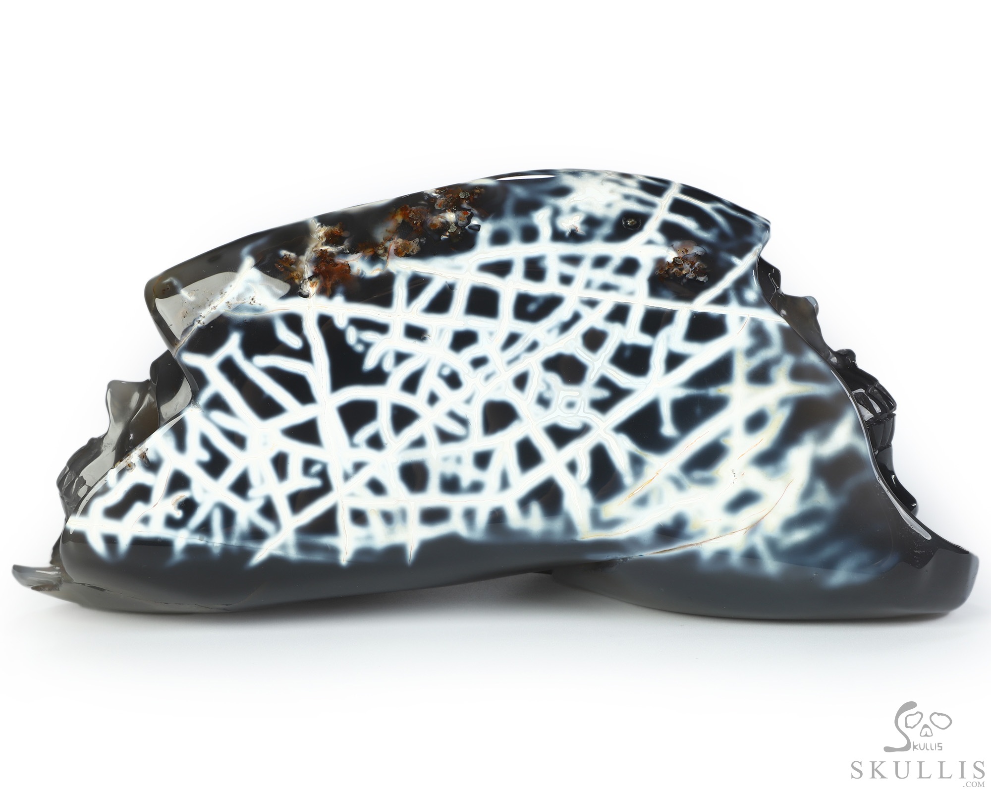 8.5" Orca agate Hand Carved Crystal Skull Fine Art Sculpture, Crystal Healing 8.5" Orca agate Hand Carved Crystal Skull Fine Art Sculpture, Crystal Healing