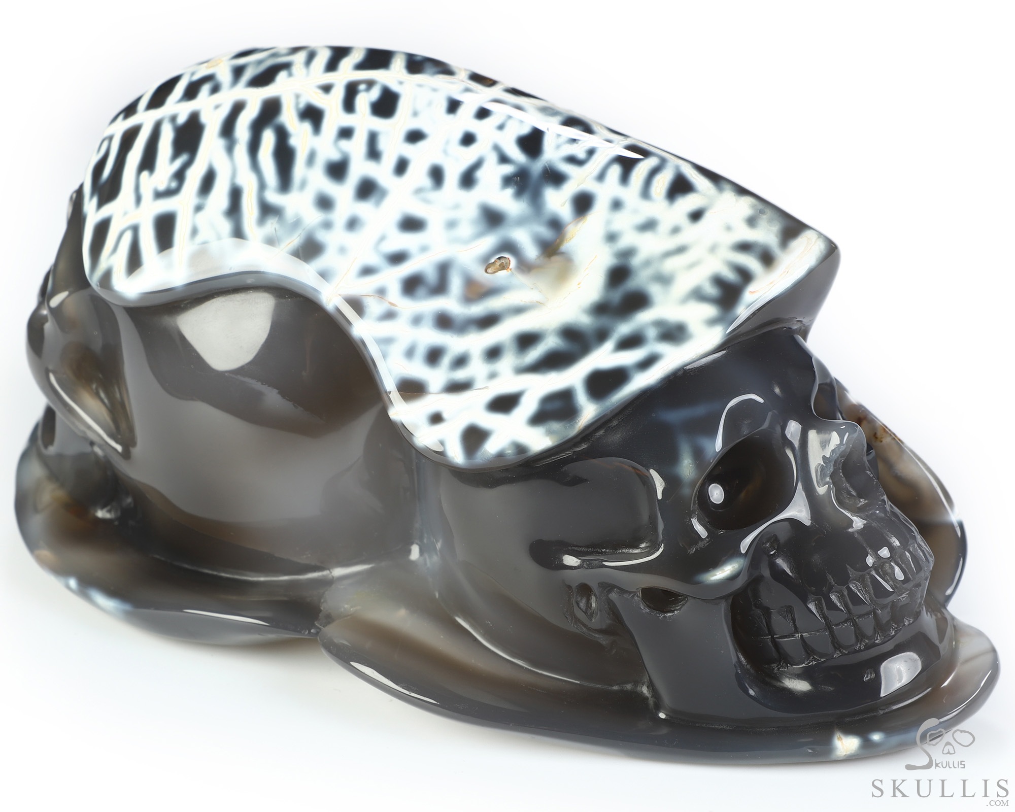 8.5" Orca agate Hand Carved Crystal Skull Fine Art Sculpture, Crystal Healing 8.5" Orca agate Hand Carved Crystal Skull Fine Art Sculpture, Crystal Healing