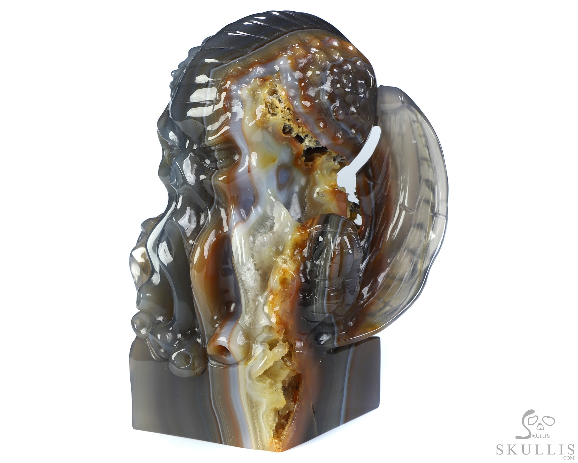 5.1" Premium Brazilian Agate Hand Carved Crystal Cthulhu Sculpture, Crystal Healing 5.1" Premium Brazilian Agate Hand Carved Crystal Cthulhu Sculpture, Crystal Healing