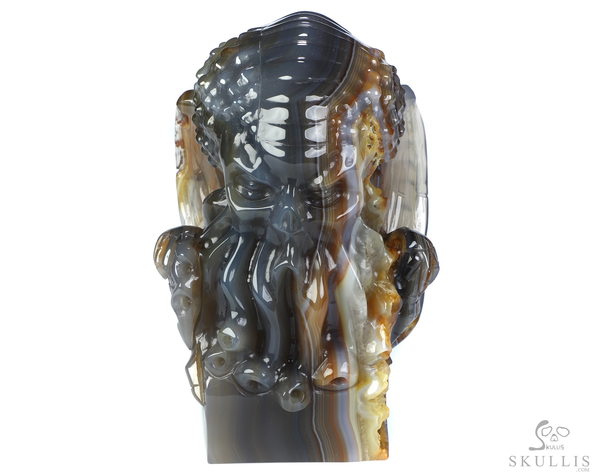 5.1" Premium Brazilian Agate Hand Carved Crystal Cthulhu Sculpture, Crystal Healing 5.1" Premium Brazilian Agate Hand Carved Crystal Cthulhu Sculpture, Crystal Healing