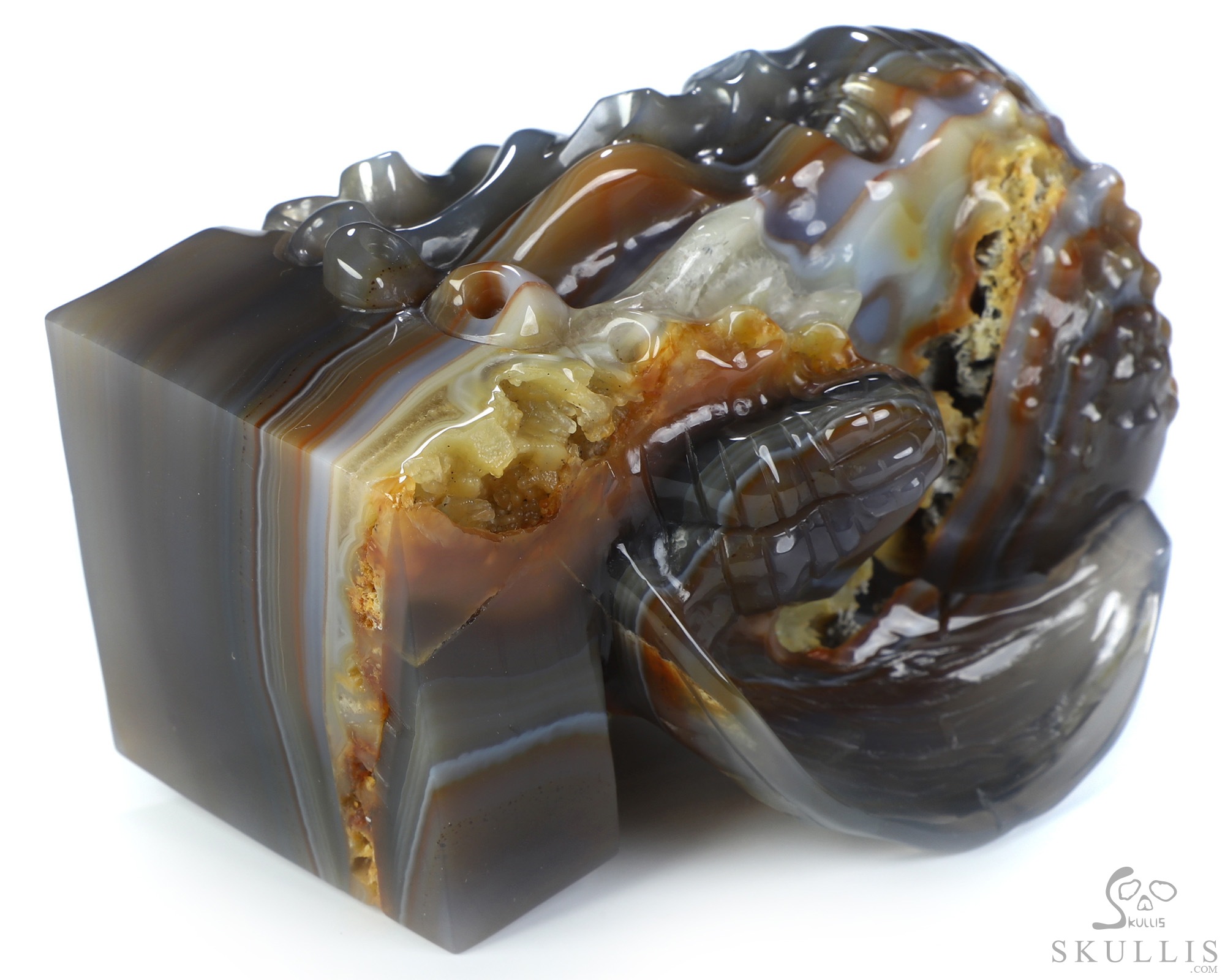 5.1" Premium Brazilian Agate Hand Carved Crystal Cthulhu Sculpture, Crystal Healing 5.1" Premium Brazilian Agate Hand Carved Crystal Cthulhu Sculpture, Crystal Healing