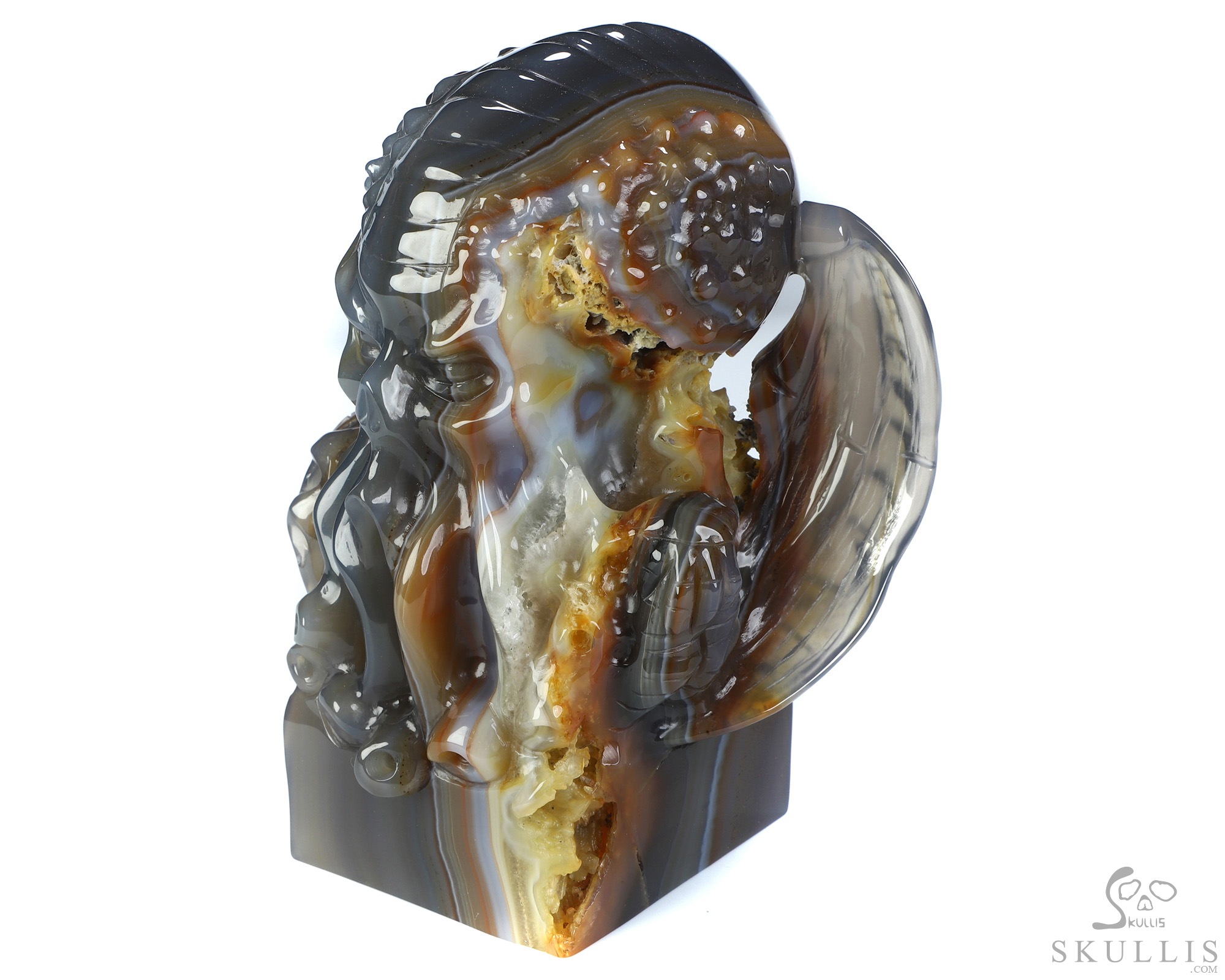 5.1" Premium Brazilian Agate Hand Carved Crystal Cthulhu Sculpture, Crystal Healing 5.1" Premium Brazilian Agate Hand Carved Crystal Cthulhu Sculpture, Crystal Healing