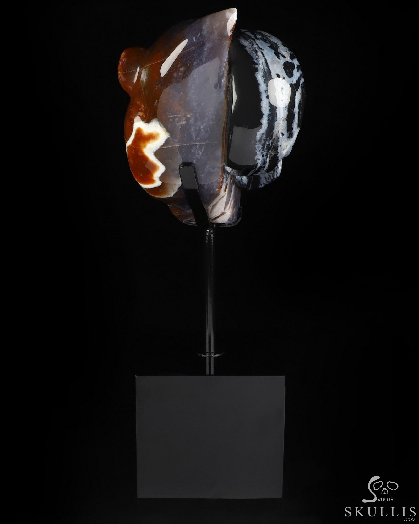 6.4" Black Zebra Agate Hand Carved Crystal Skull and Leopard Fine Art Sculpture, Crystal Healing 6.4" Black Zebra Agate Hand Carved Crystal Skull and Leopard Fine Art Sculpture, Crystal Healing