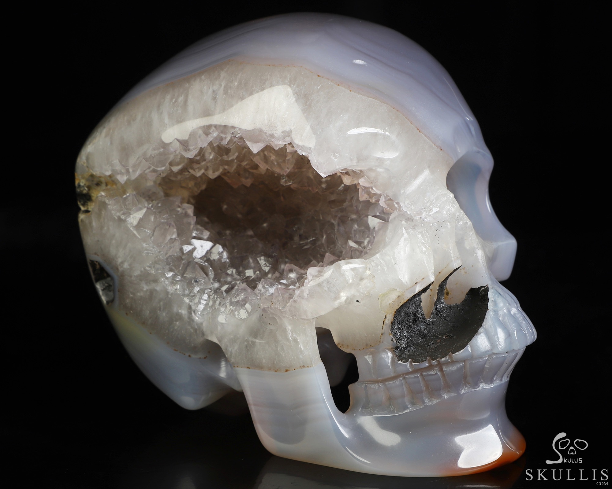 4.6" Premium Brazilian Agate Geode Hand Carved Crystal Skull, Super Realistic, Crystal Healing 4.6" Premium Brazilian Agate Geode Hand Carved Crystal Skull, Super Realistic, Crystal Healing