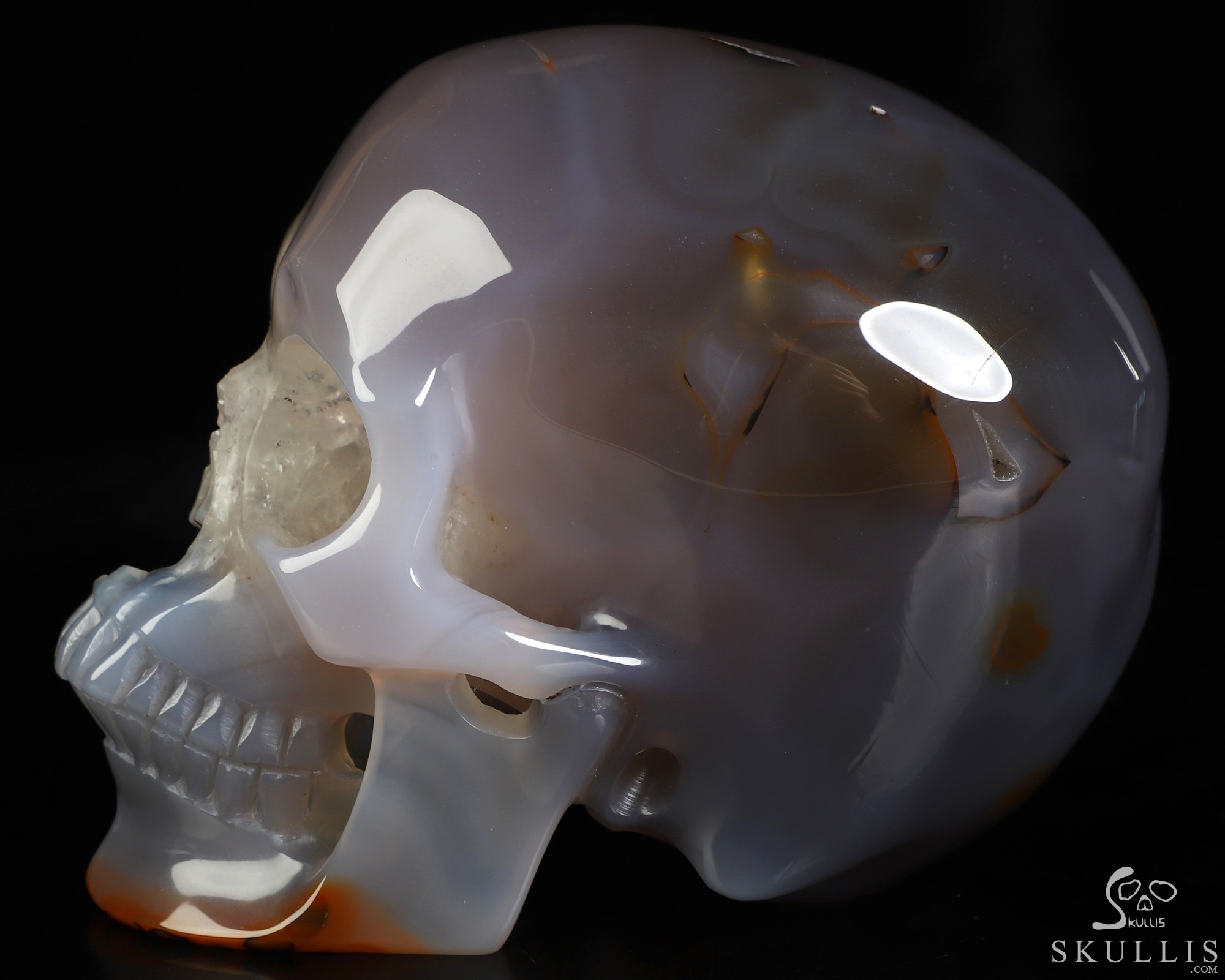 4.6" Premium Brazilian Agate Geode Hand Carved Crystal Skull, Super Realistic, Crystal Healing 4.6" Premium Brazilian Agate Geode Hand Carved Crystal Skull, Super Realistic, Crystal Healing