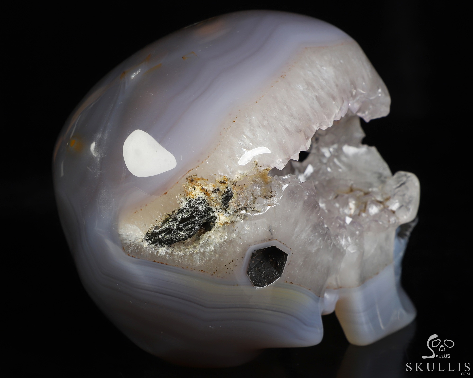 4.6" Premium Brazilian Agate Geode Hand Carved Crystal Skull, Super Realistic, Crystal Healing 4.6" Premium Brazilian Agate Geode Hand Carved Crystal Skull, Super Realistic, Crystal Healing