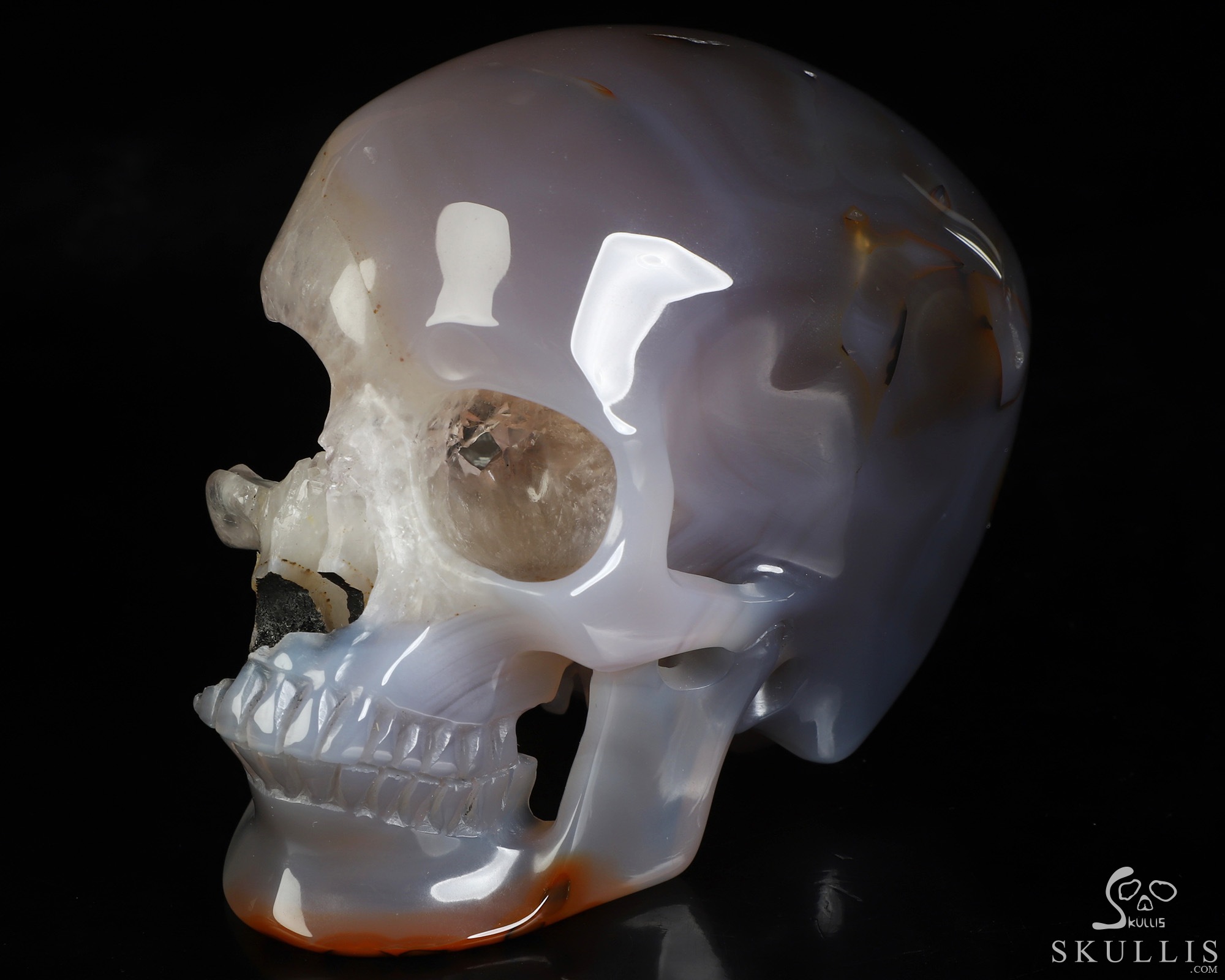 4.6" Premium Brazilian Agate Geode Hand Carved Crystal Skull, Super Realistic, Crystal Healing 4.6" Premium Brazilian Agate Geode Hand Carved Crystal Skull, Super Realistic, Crystal Healing