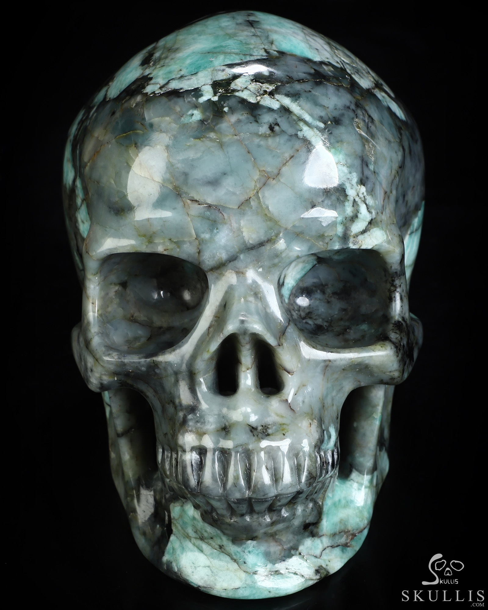 Gemstone Lifesized 6.8" Emerald Hand Carved Crystal Skull, Super Realistic, Crystal Healing Gemstone Lifesized 6.8" Emerald Hand Carved Crystal Skull, Super Realistic, Crystal Healing
