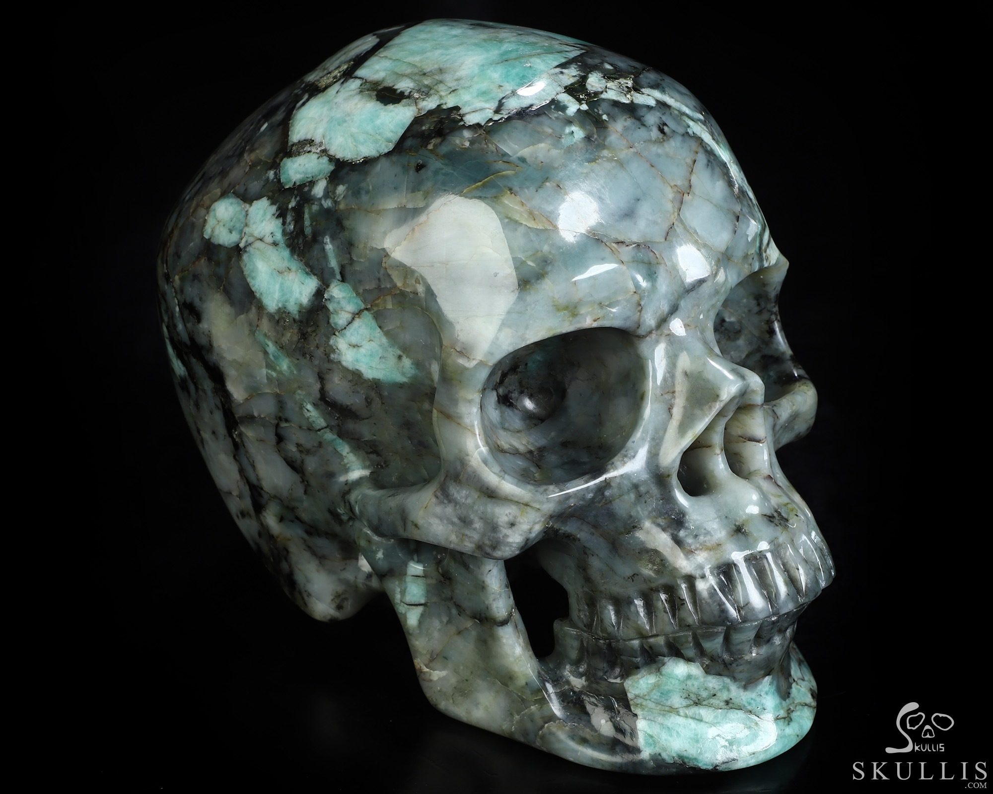 Gemstone Lifesized 6.8" Emerald Hand Carved Crystal Skull, Super Realistic, Crystal Healing Gemstone Lifesized 6.8" Emerald Hand Carved Crystal Skull, Super Realistic, Crystal Healing