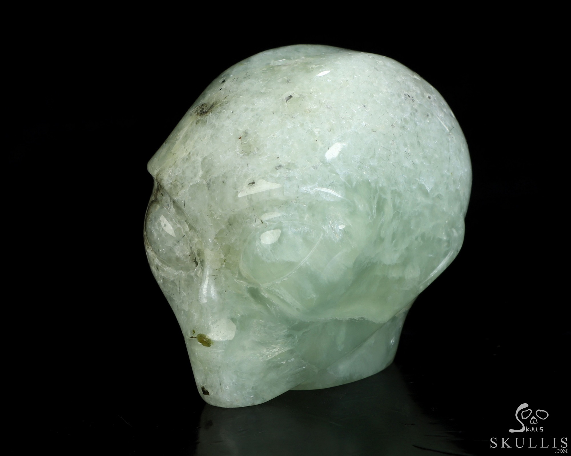 Gemstone 2.0" Prehnite Star Being Female Alien Crystal Skull Companion, Hand Carved Gemstone Fine Art Sculpture, Reiki Healing Stone Statue Gemstone 2.0" Prehnite Star Being Female Alien Crystal Skull Companion, Hand Carved Gemstone Fine Art Sculpture, Reiki Healing Stone Statue