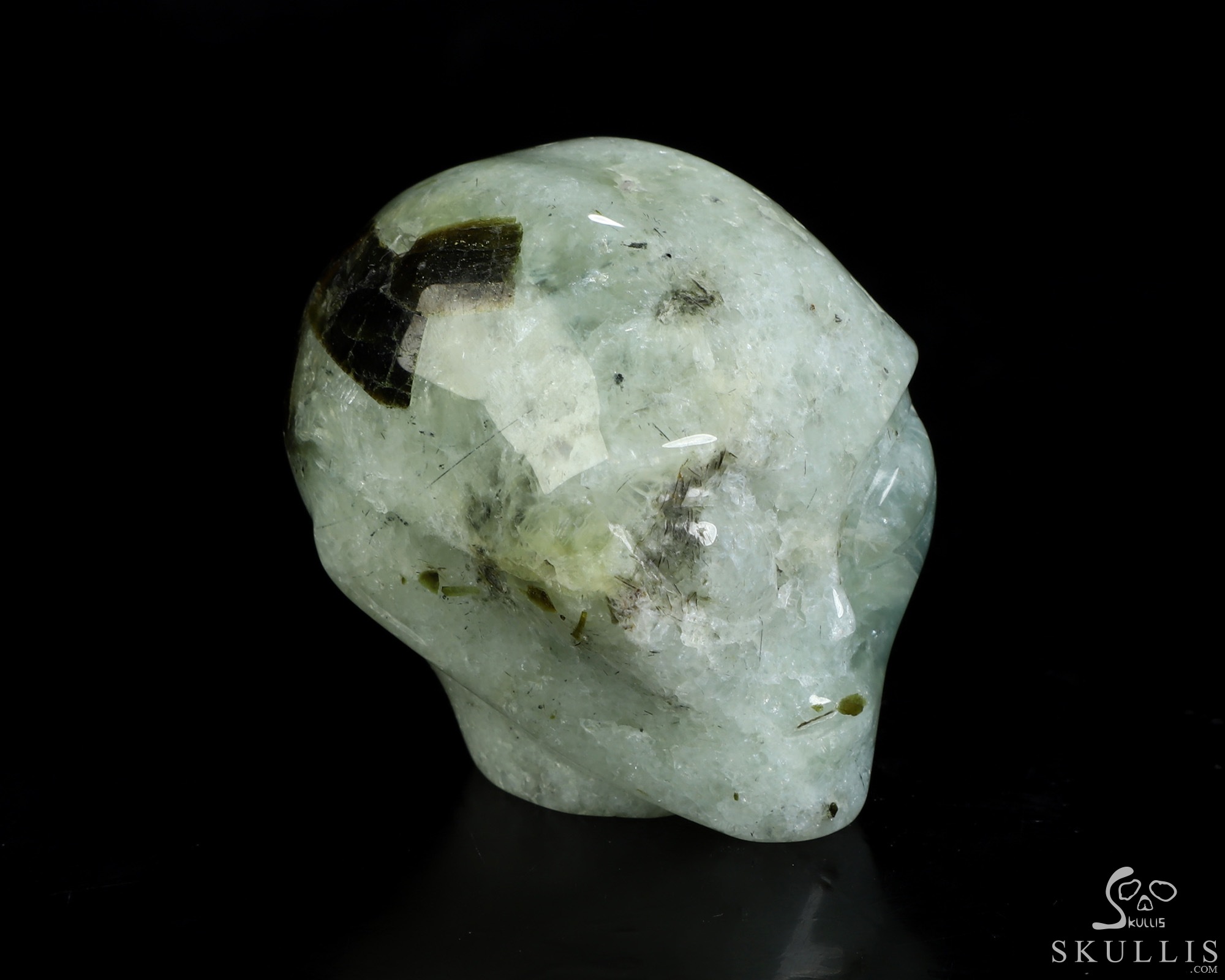 Gemstone 2.0" Prehnite Star Being Female Alien Crystal Skull Companion, Hand Carved Gemstone Fine Art Sculpture, Reiki Healing Stone Statue Gemstone 2.0" Prehnite Star Being Female Alien Crystal Skull Companion, Hand Carved Gemstone Fine Art Sculpture, Reiki Healing Stone Statue