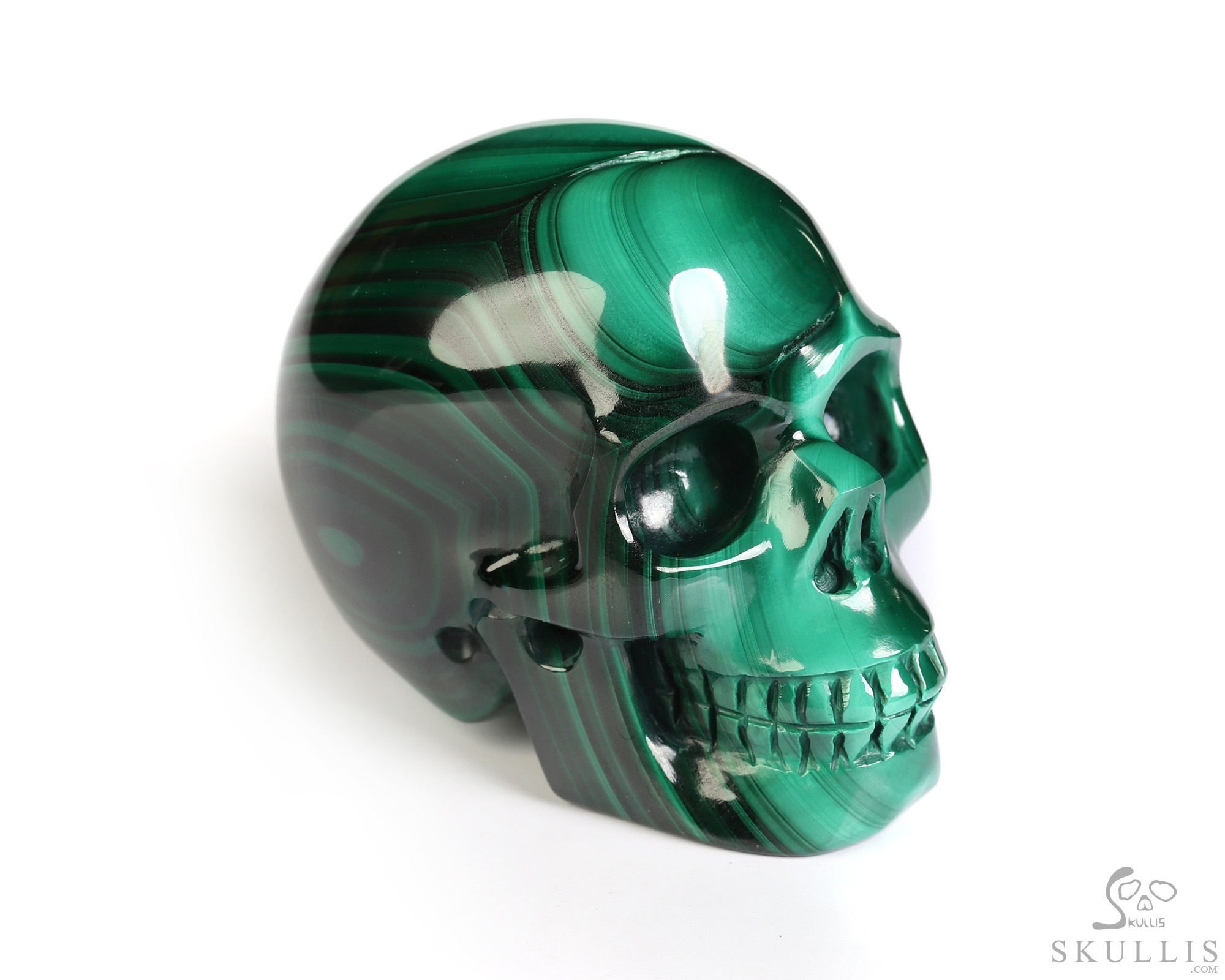Gemstone 2.0" Malachite Hand Carved Crystal Skull, Realistic, Crystal Healing Gemstone 2.0" Malachite Hand Carved Crystal Skull, Realistic, Crystal Healing