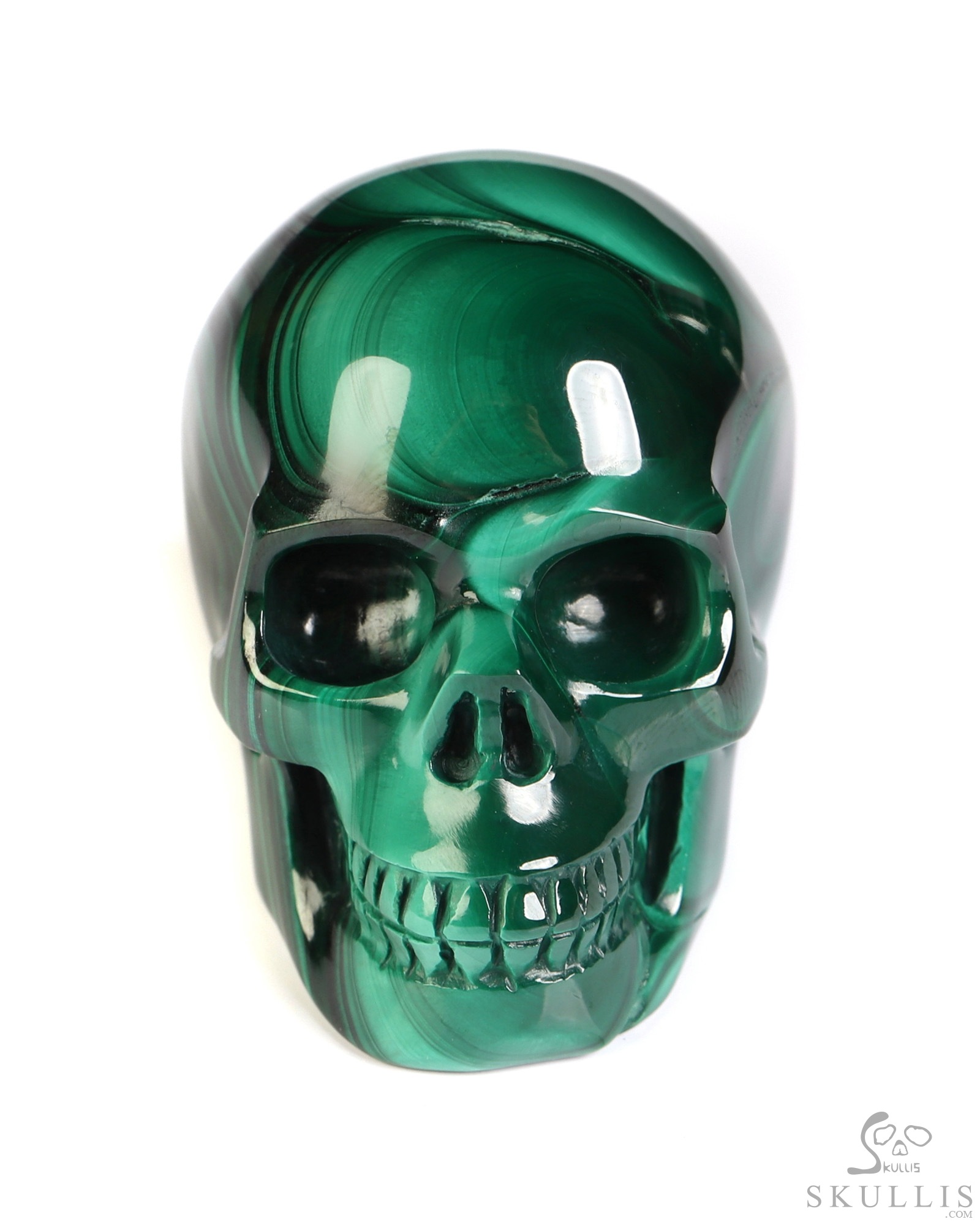 Gemstone 2.0" Malachite Hand Carved Crystal Skull, Realistic, Crystal Healing Gemstone 2.0" Malachite Hand Carved Crystal Skull, Realistic, Crystal Healing