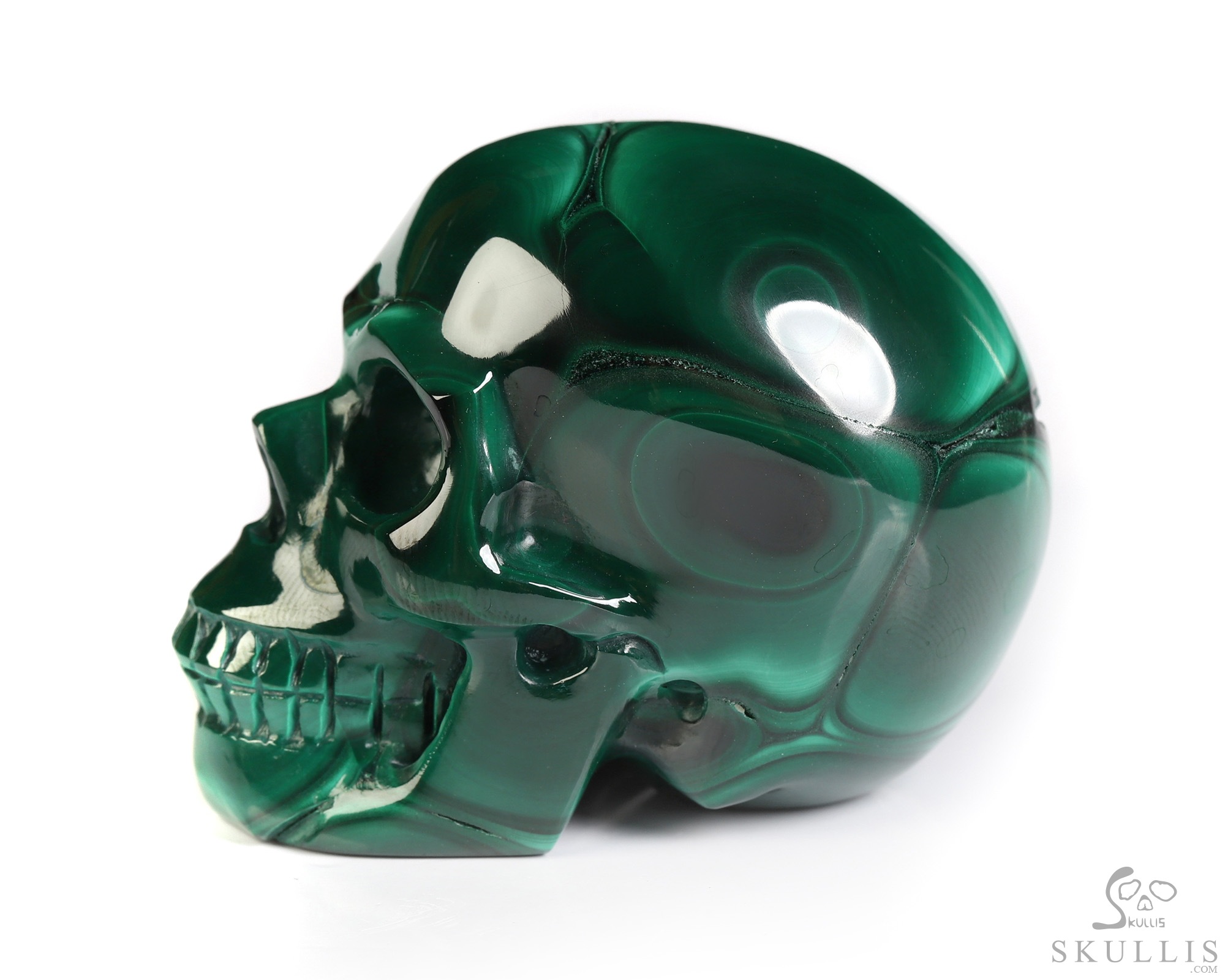 Gemstone 2.0" Malachite Hand Carved Crystal Skull, Realistic, Crystal Healing Gemstone 2.0" Malachite Hand Carved Crystal Skull, Realistic, Crystal Healing