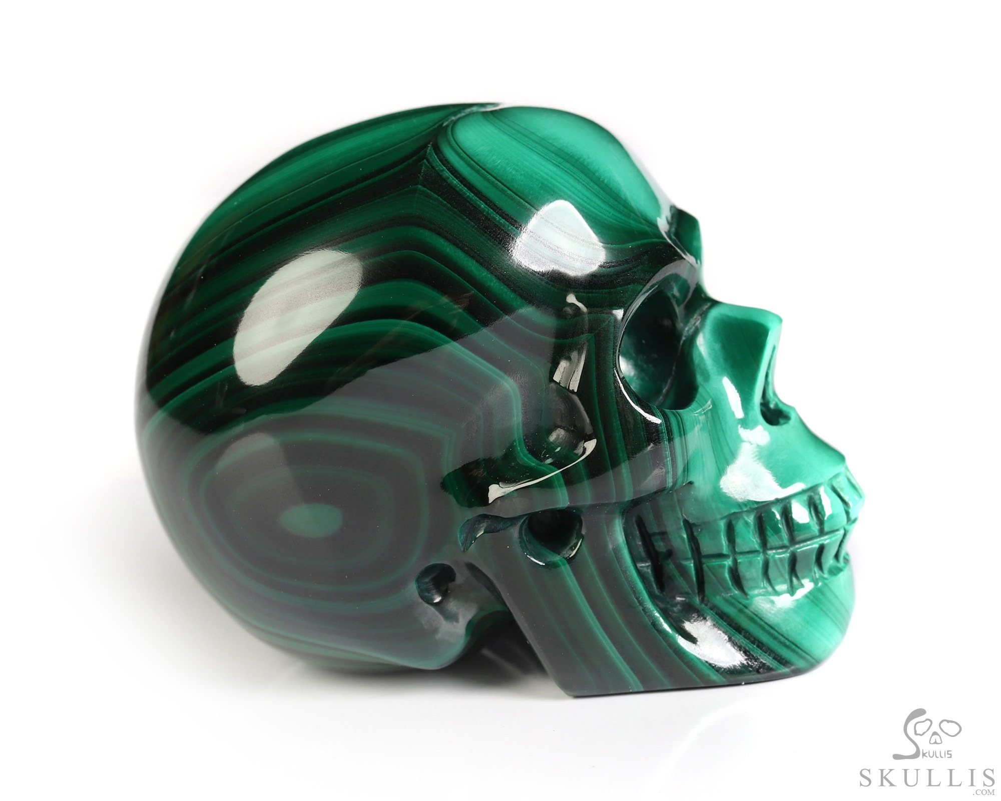 Gemstone 2.0" Malachite Hand Carved Crystal Skull, Realistic, Crystal Healing Gemstone 2.0" Malachite Hand Carved Crystal Skull, Realistic, Crystal Healing