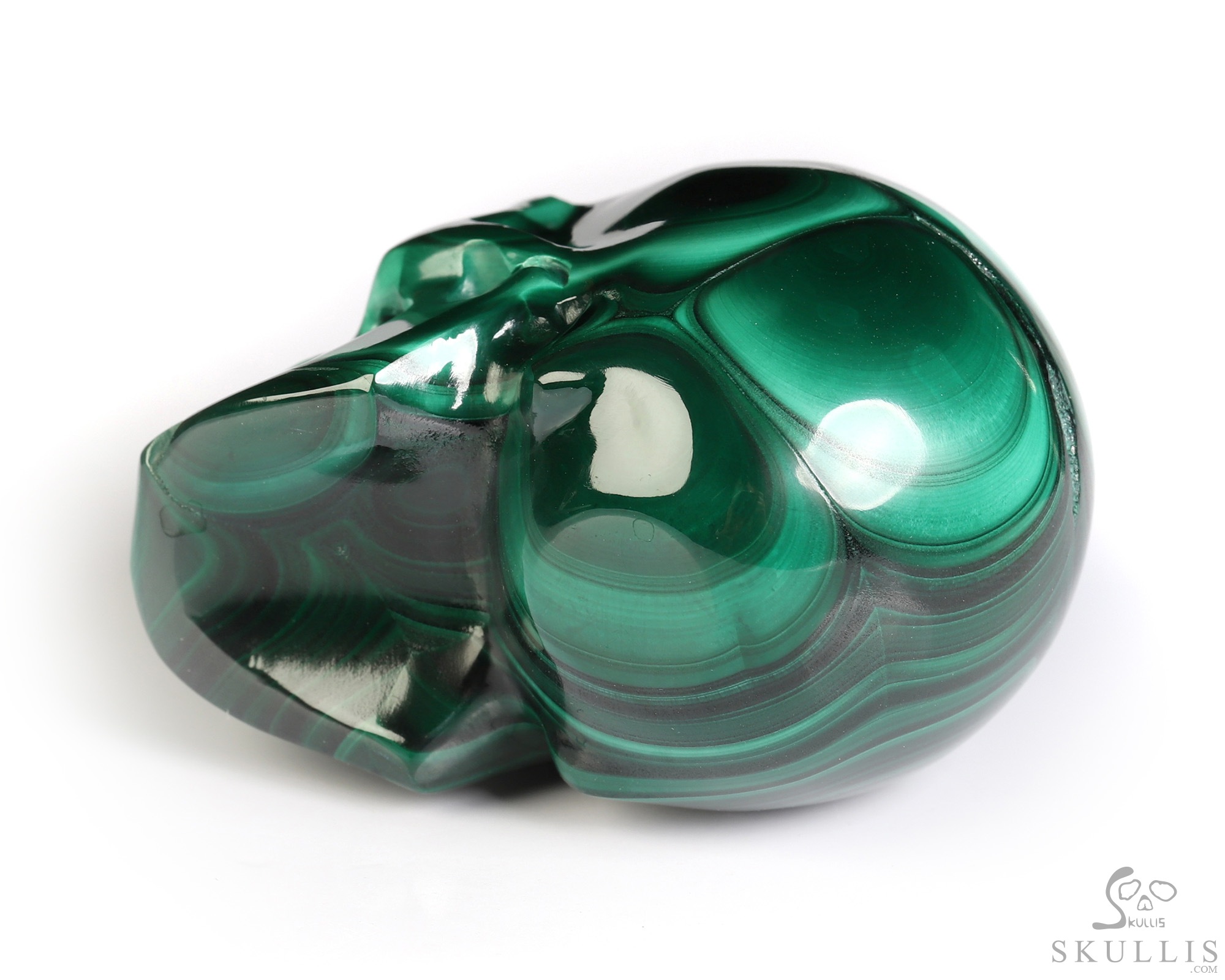 Gemstone 2.0" Malachite Hand Carved Crystal Skull, Realistic, Crystal Healing Gemstone 2.0" Malachite Hand Carved Crystal Skull, Realistic, Crystal Healing
