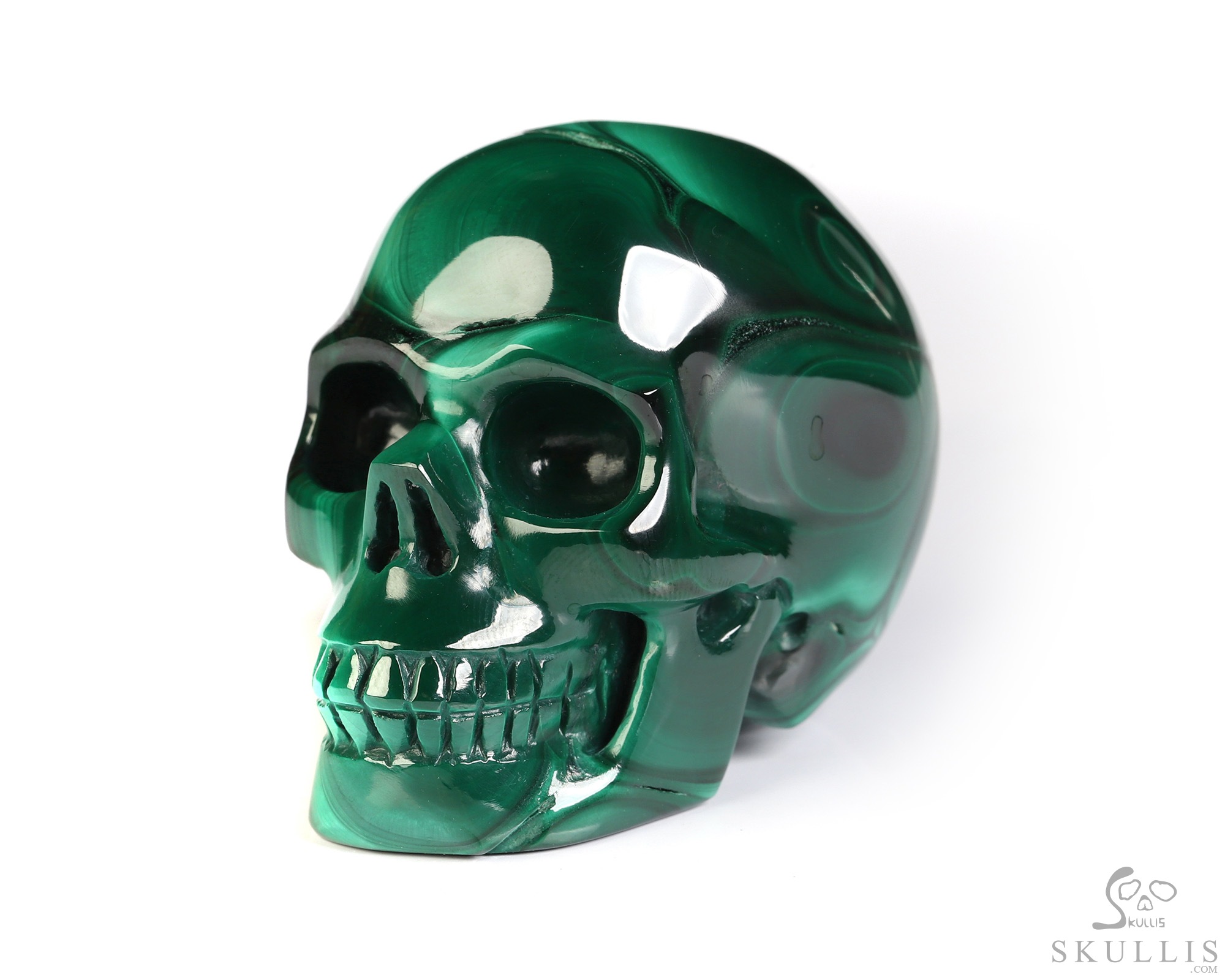 Gemstone 2.0" Malachite Hand Carved Crystal Skull, Realistic, Crystal Healing Gemstone 2.0" Malachite Hand Carved Crystal Skull, Realistic, Crystal Healing