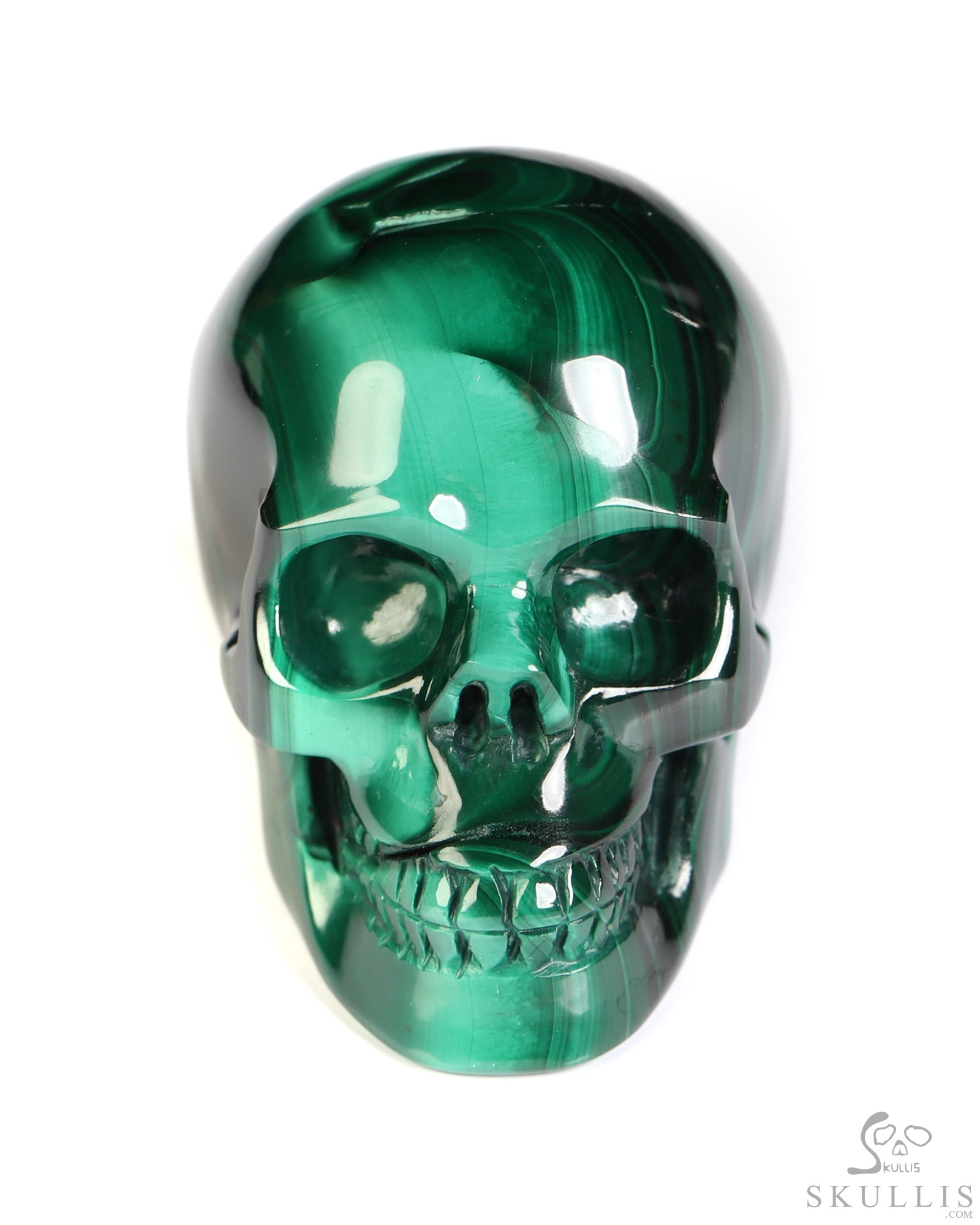 Gemstone 2.0" Malachite Hand Carved Crystal Skull, Realistic, Crystal Healing Gemstone 2.0" Malachite Hand Carved Crystal Skull, Realistic, Crystal Healing