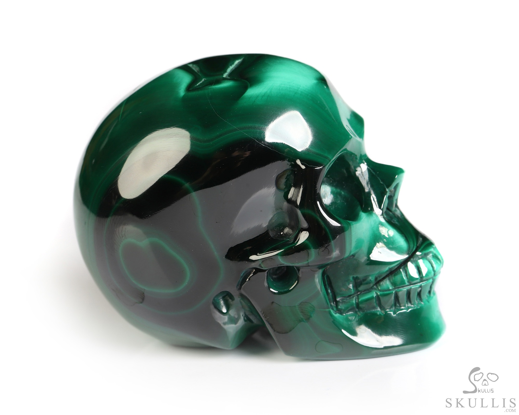 Gemstone 2.0" Malachite Hand Carved Crystal Skull, Realistic, Crystal Healing Gemstone 2.0" Malachite Hand Carved Crystal Skull, Realistic, Crystal Healing