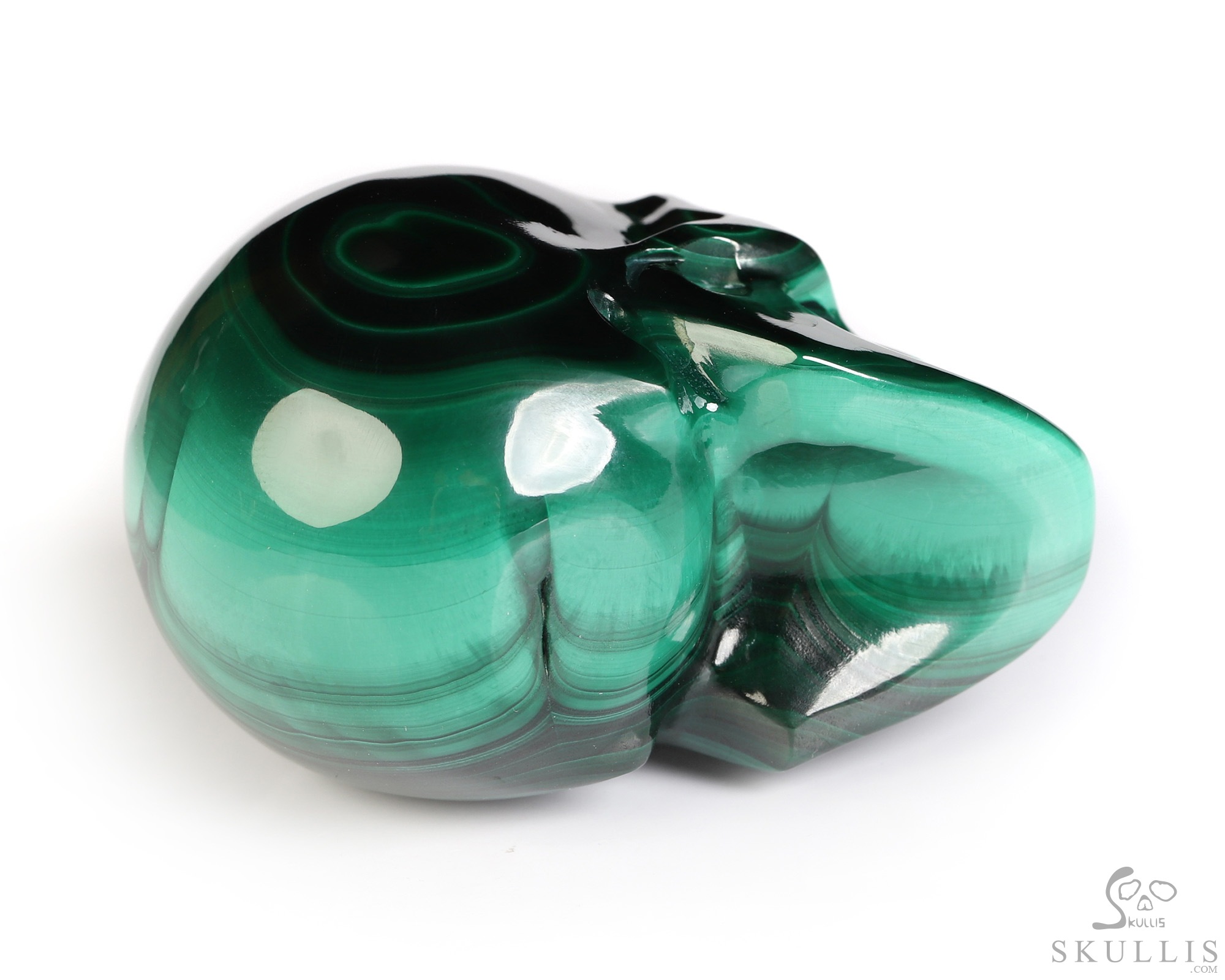 Gemstone 2.0" Malachite Hand Carved Crystal Skull, Realistic, Crystal Healing Gemstone 2.0" Malachite Hand Carved Crystal Skull, Realistic, Crystal Healing