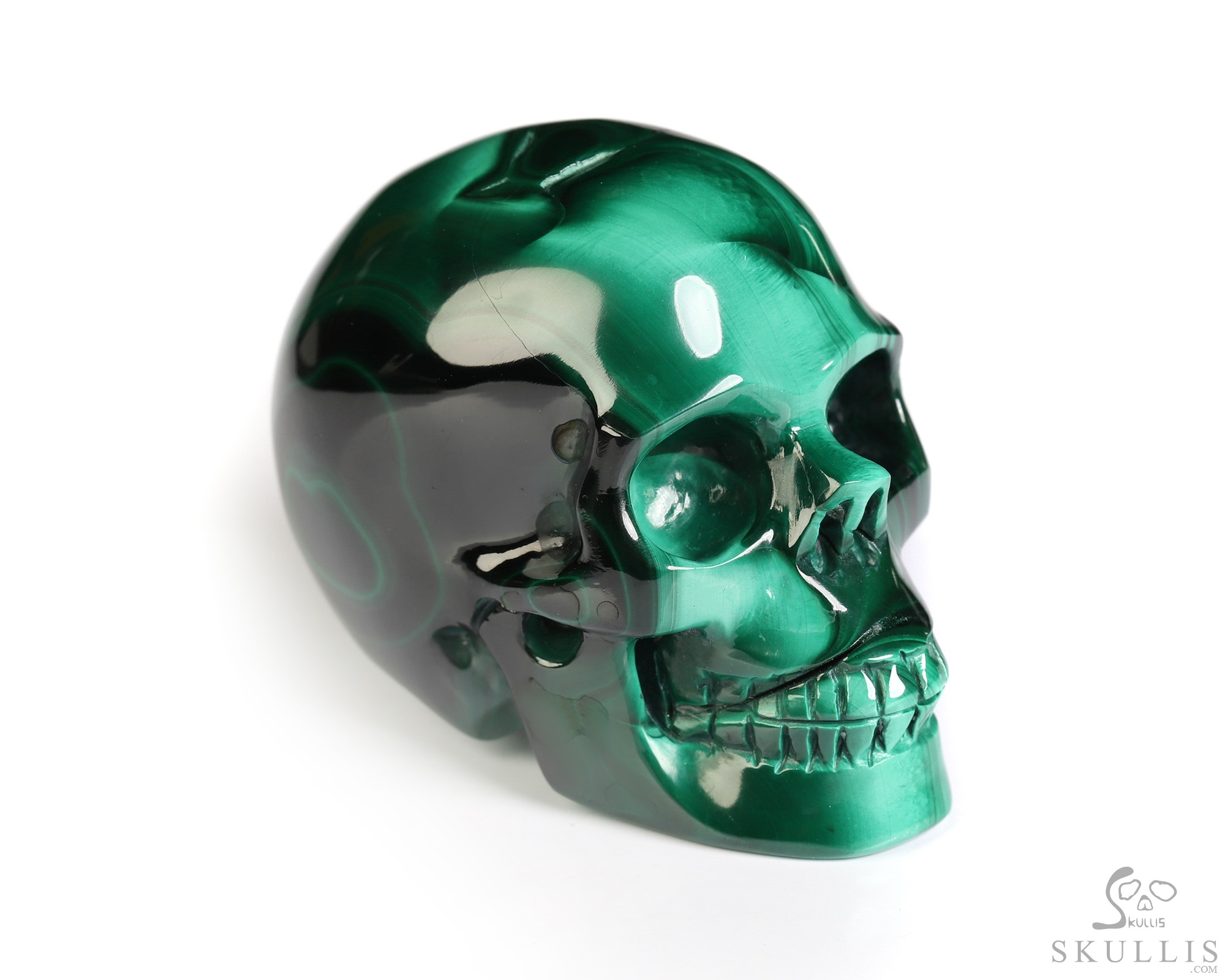 Gemstone 2.0" Malachite Hand Carved Crystal Skull, Realistic, Crystal Healing Gemstone 2.0" Malachite Hand Carved Crystal Skull, Realistic, Crystal Healing