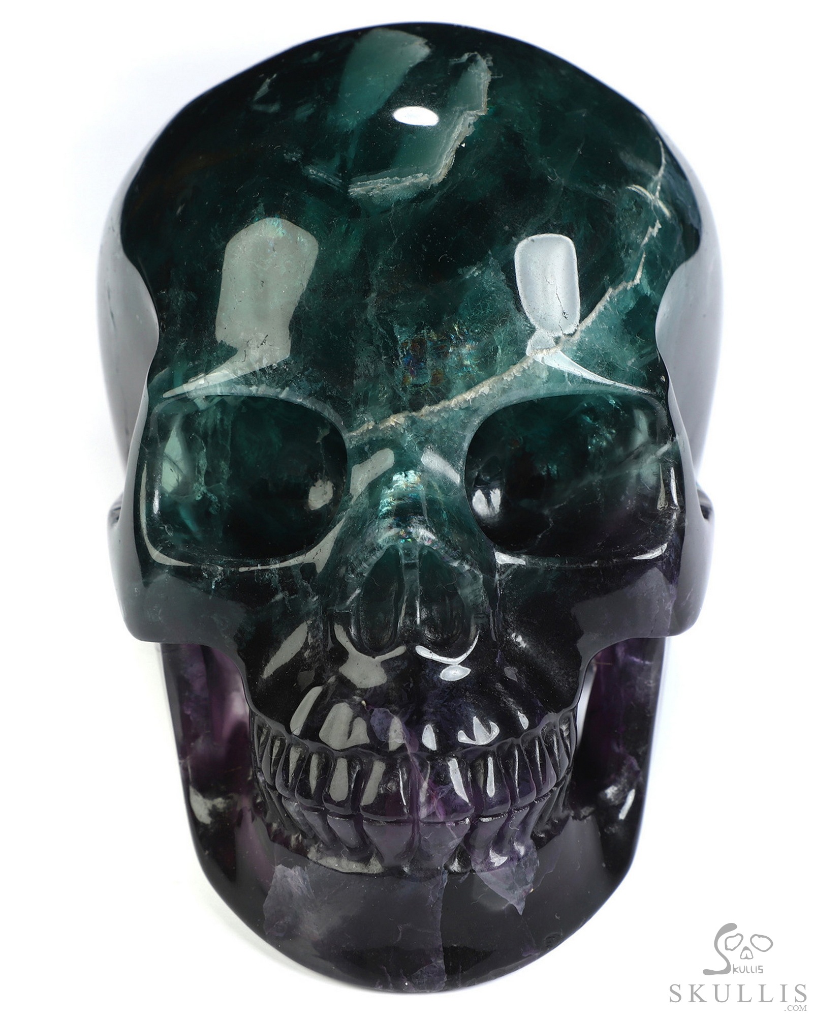 5.1" Fluorite Hand Carved Crystal Skull, Realistic, Crystal Healing 5.1" Fluorite Hand Carved Crystal Skull, Realistic, Crystal Healing