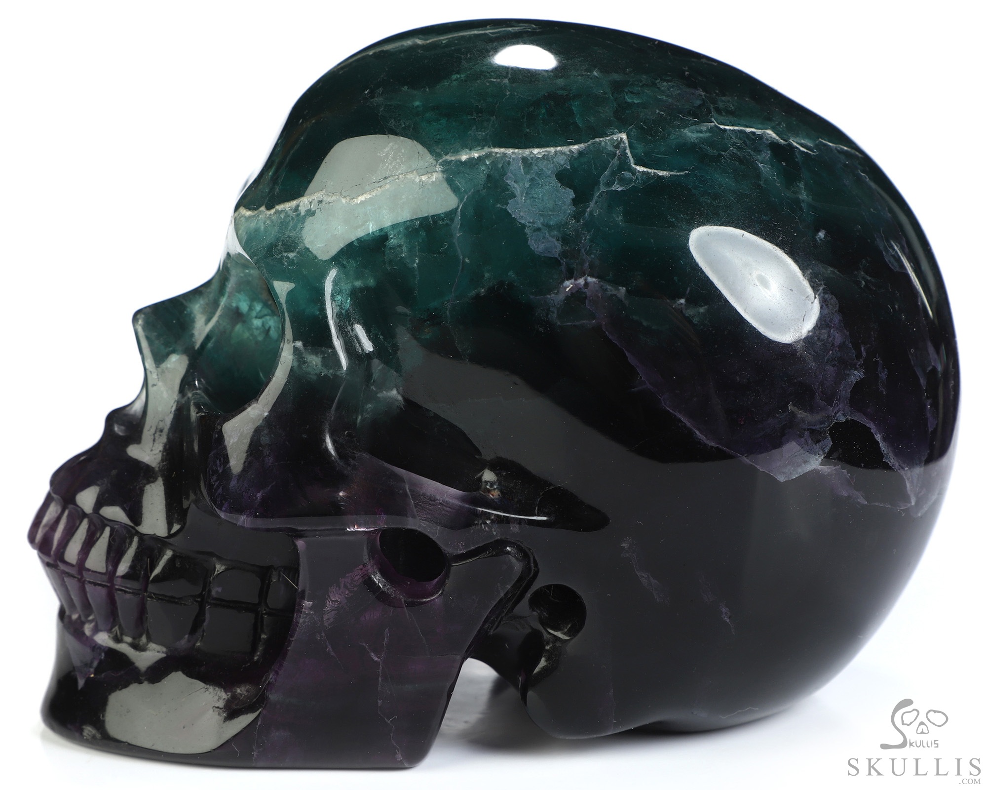 5.1" Fluorite Hand Carved Crystal Skull, Realistic, Crystal Healing 5.1" Fluorite Hand Carved Crystal Skull, Realistic, Crystal Healing