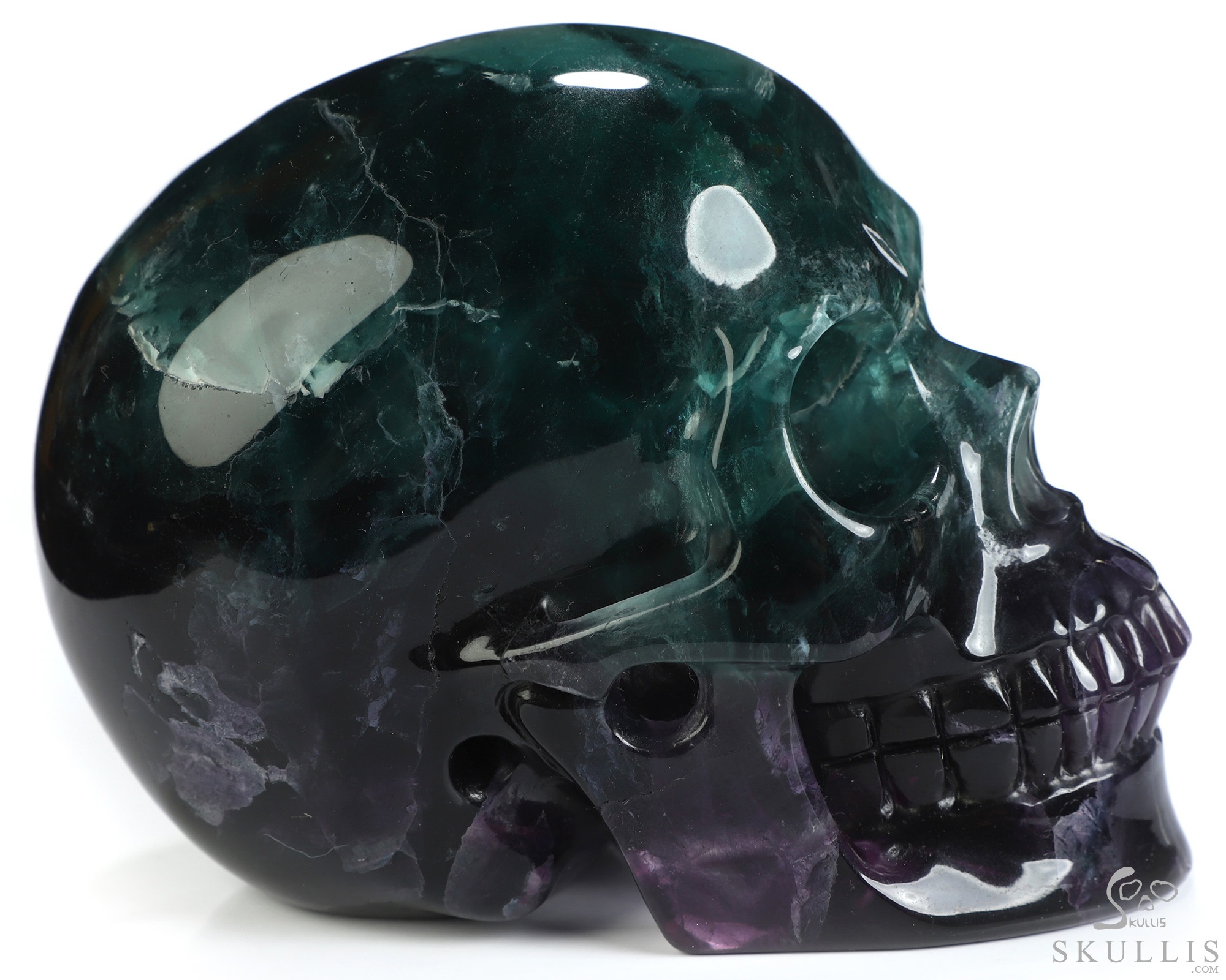 5.1" Fluorite Hand Carved Crystal Skull, Realistic, Crystal Healing 5.1" Fluorite Hand Carved Crystal Skull, Realistic, Crystal Healing