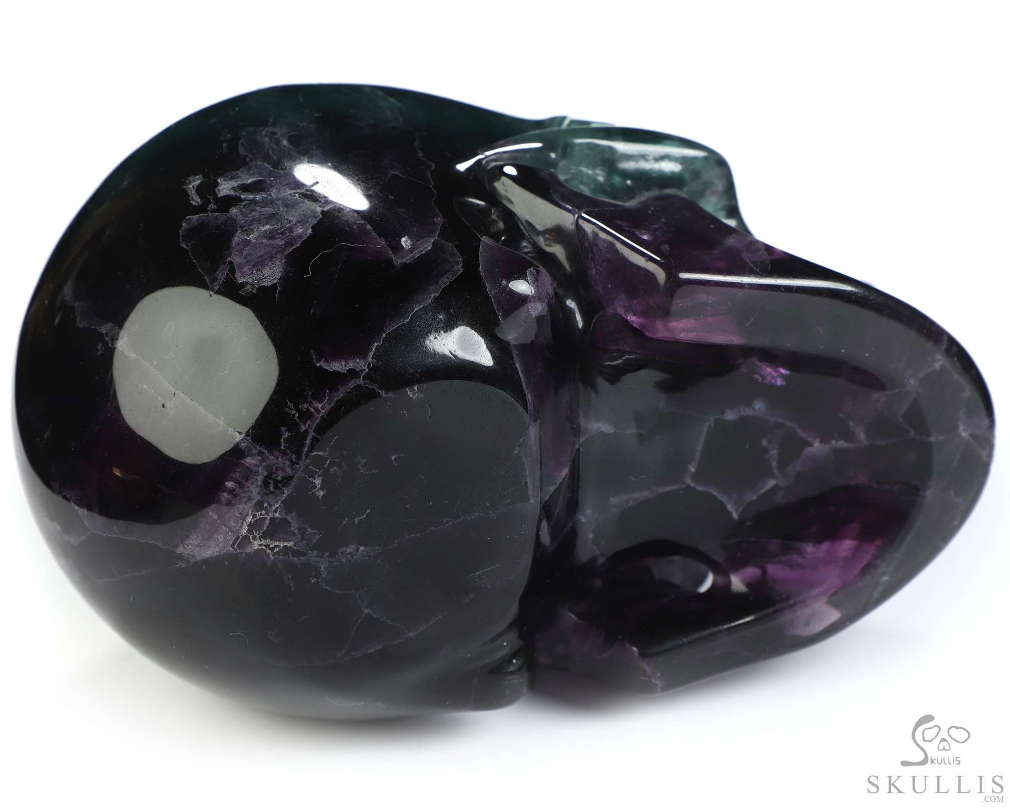 5.1" Fluorite Hand Carved Crystal Skull, Realistic, Crystal Healing 5.1" Fluorite Hand Carved Crystal Skull, Realistic, Crystal Healing