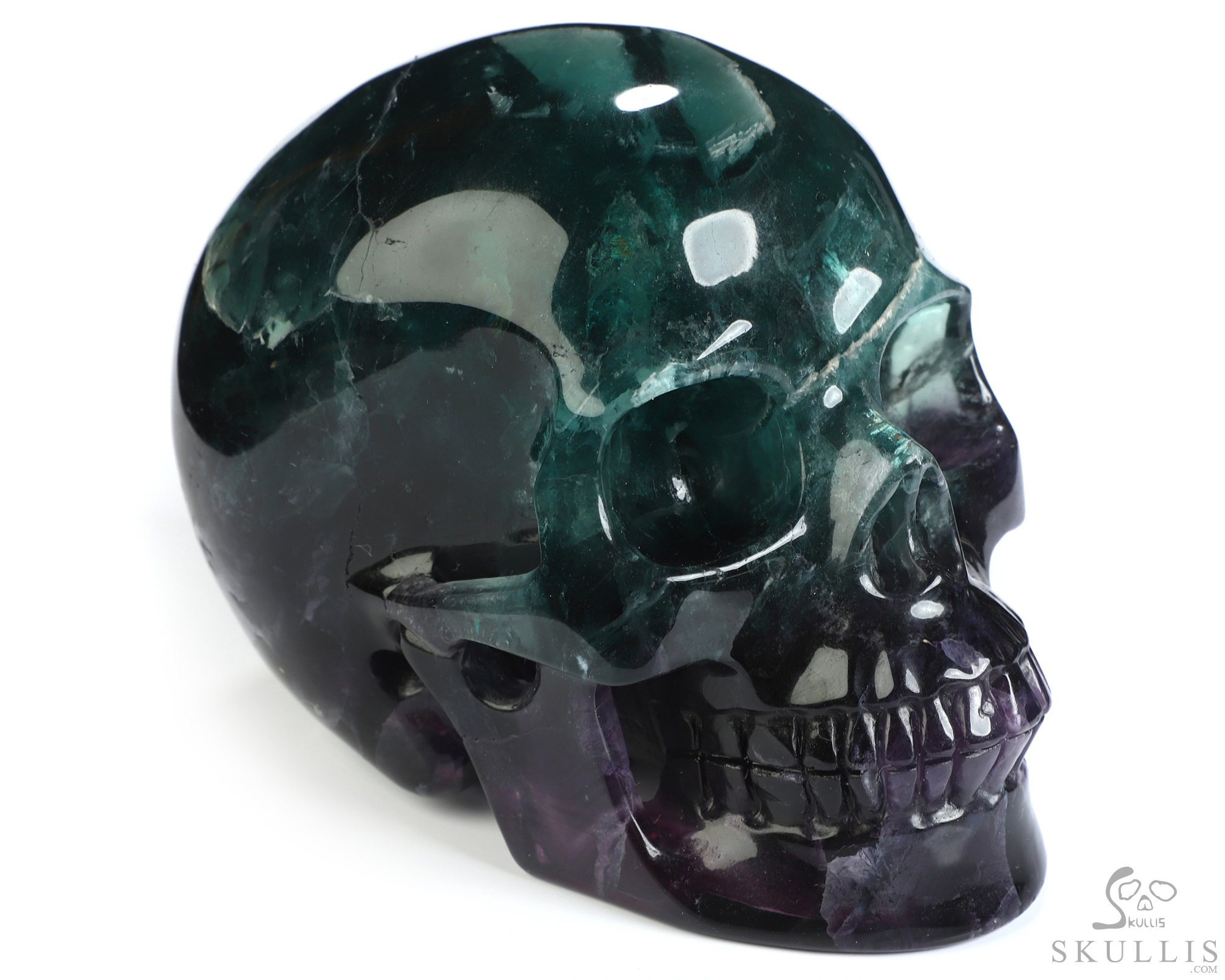 5.1" Fluorite Hand Carved Crystal Skull, Realistic, Crystal Healing 5.1" Fluorite Hand Carved Crystal Skull, Realistic, Crystal Healing