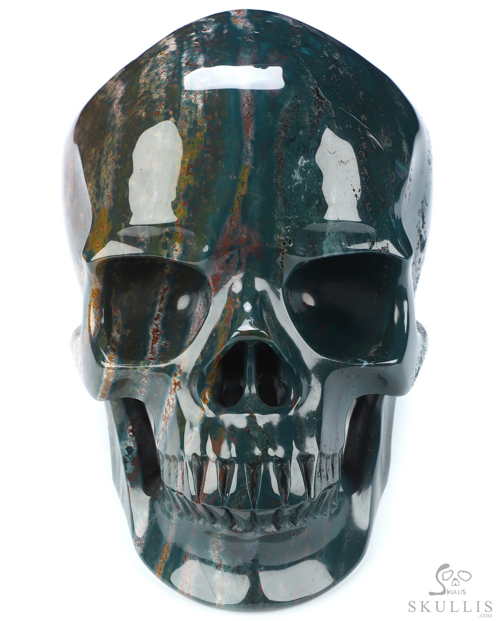 Lifesized 7.4" Bloodstone Hand Carved Crystal Skull, Super Realistic, Crystal Healing Lifesized 7.4" Bloodstone Hand Carved Crystal Skull, Super Realistic, Crystal Healing
