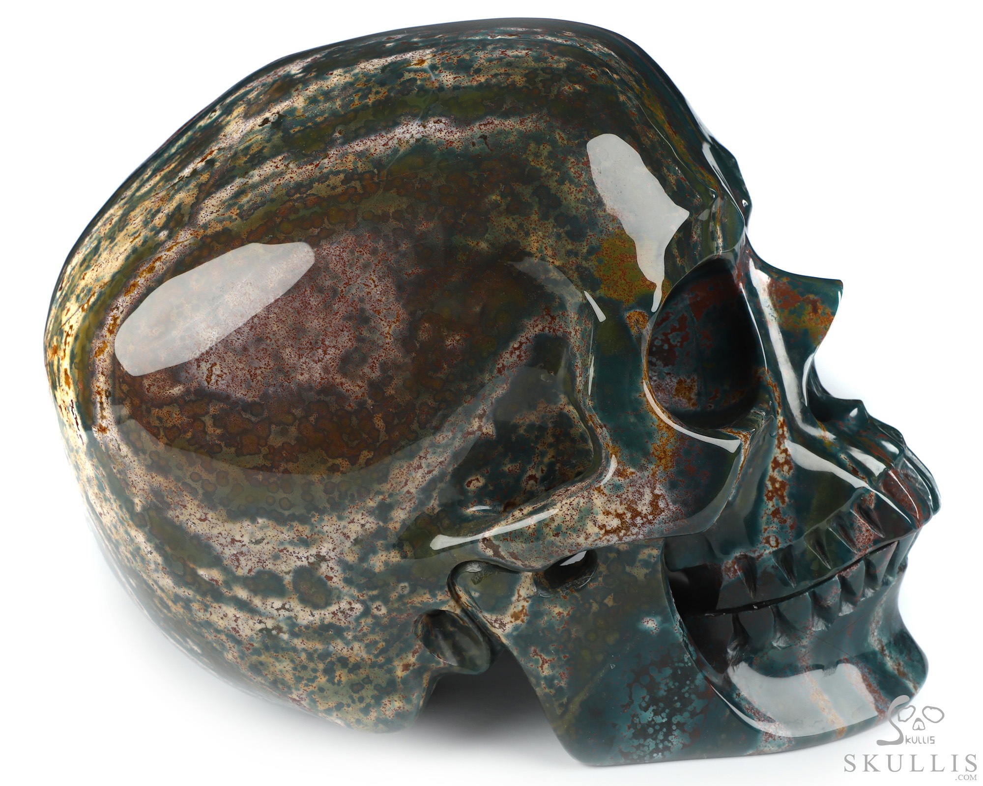 Lifesized 7.4" Bloodstone Hand Carved Crystal Skull, Super Realistic, Crystal Healing Lifesized 7.4" Bloodstone Hand Carved Crystal Skull, Super Realistic, Crystal Healing