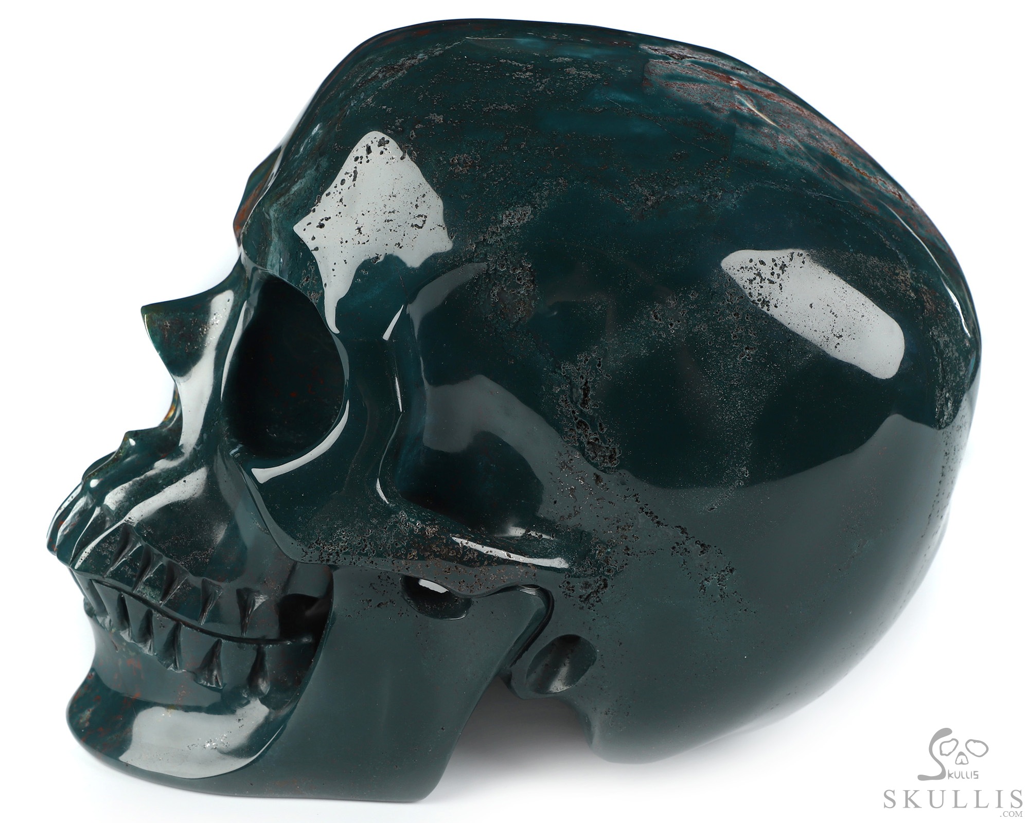 Lifesized 7.4" Bloodstone Hand Carved Crystal Skull, Super Realistic, Crystal Healing Lifesized 7.4" Bloodstone Hand Carved Crystal Skull, Super Realistic, Crystal Healing
